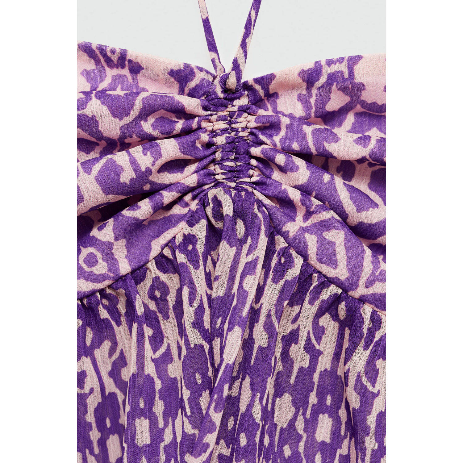 MANGO TEEN strapless top met all over print paars roze
