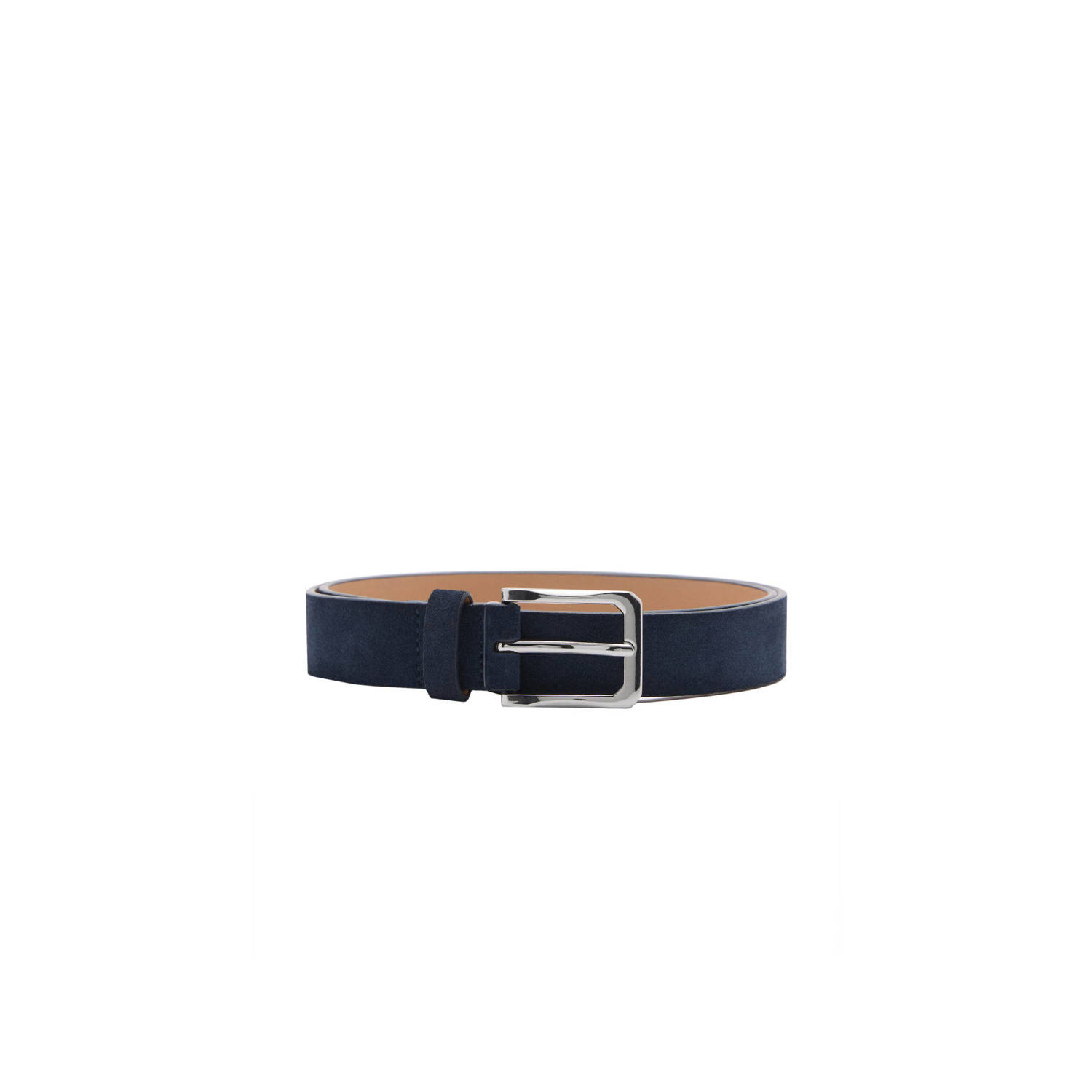 Mango Man leren riem donkerblauw