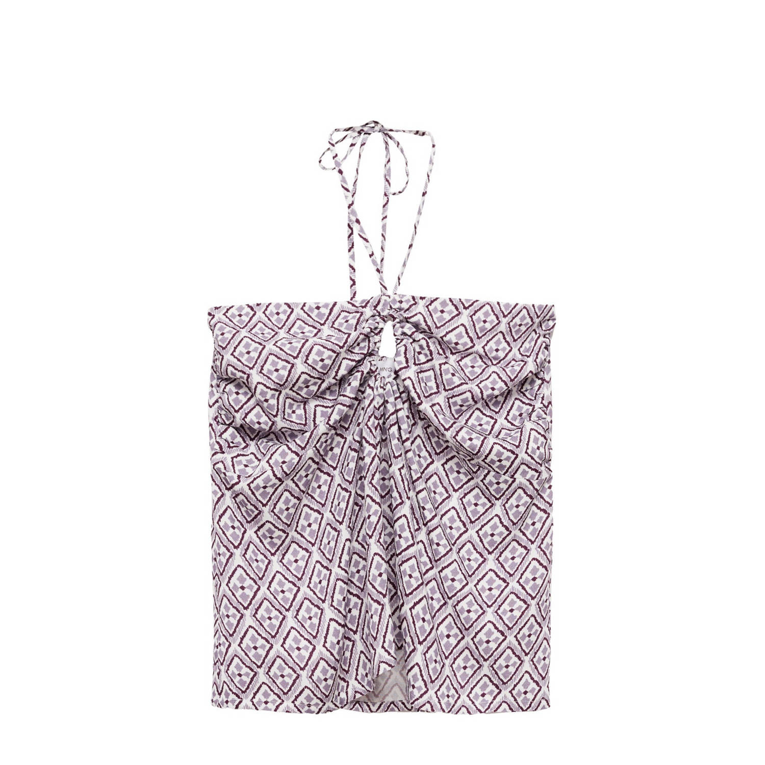 MANGO TEEN haltertop met all over print lila