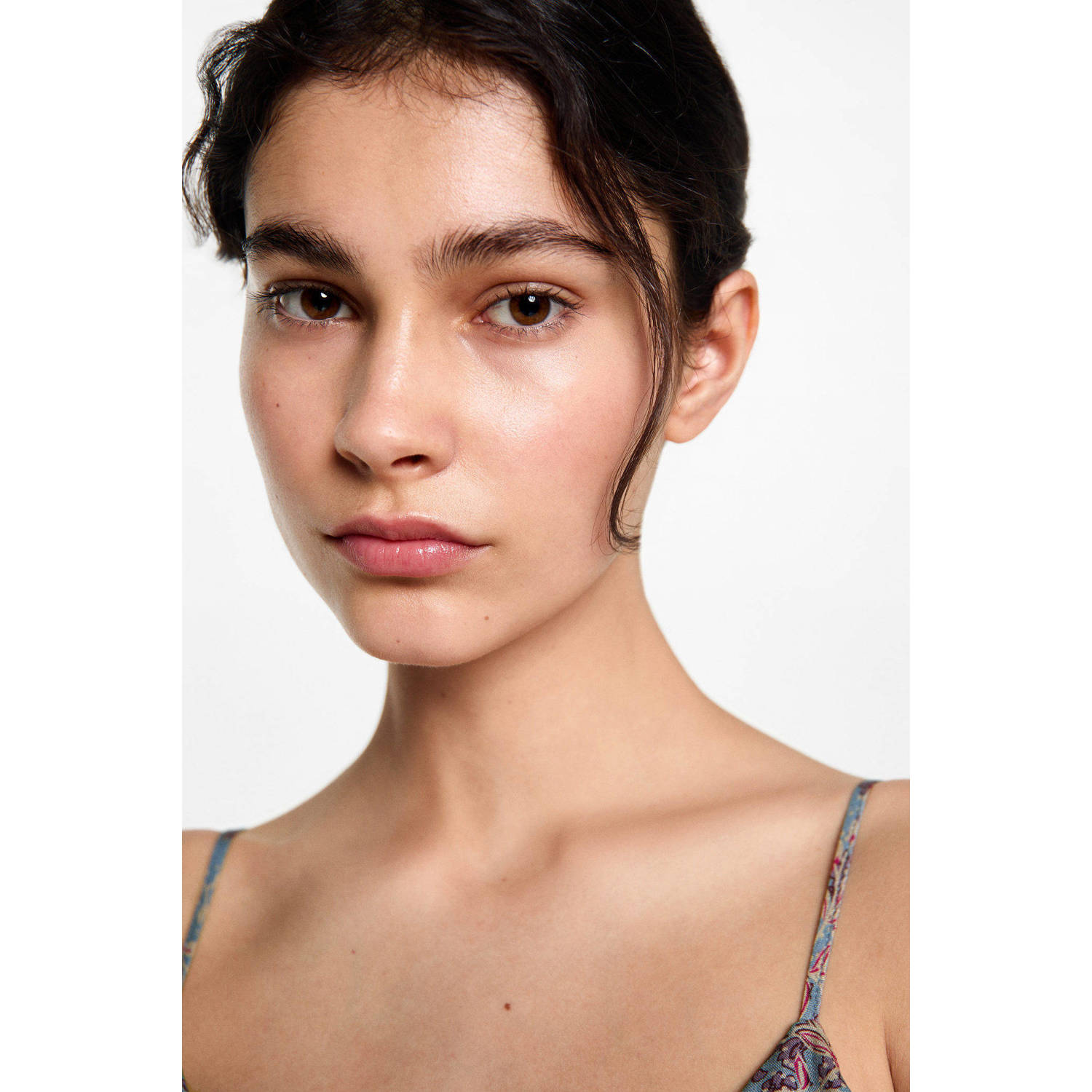 MANGO TEEN spaghettitop met all over print lichtblauw paars roze