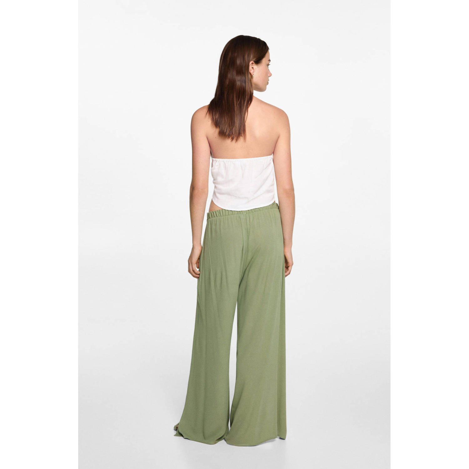 MANGO TEEN wide leg broek groen