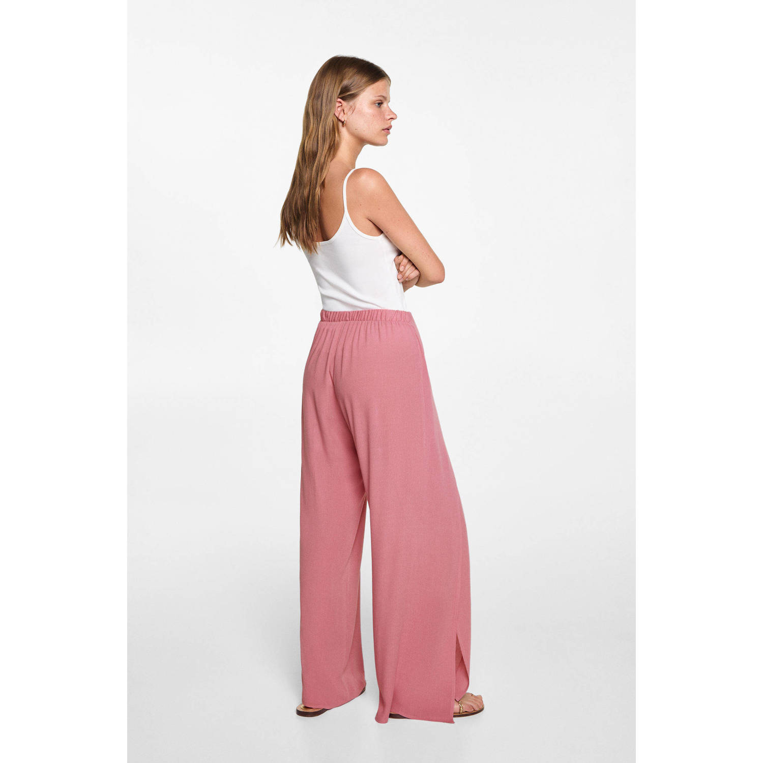 MANGO TEEN wide leg broek roze