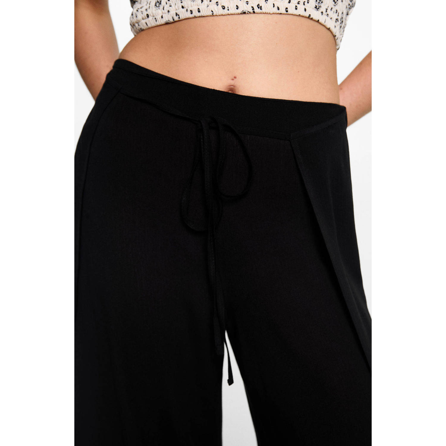 MANGO TEEN wide leg broek zwart