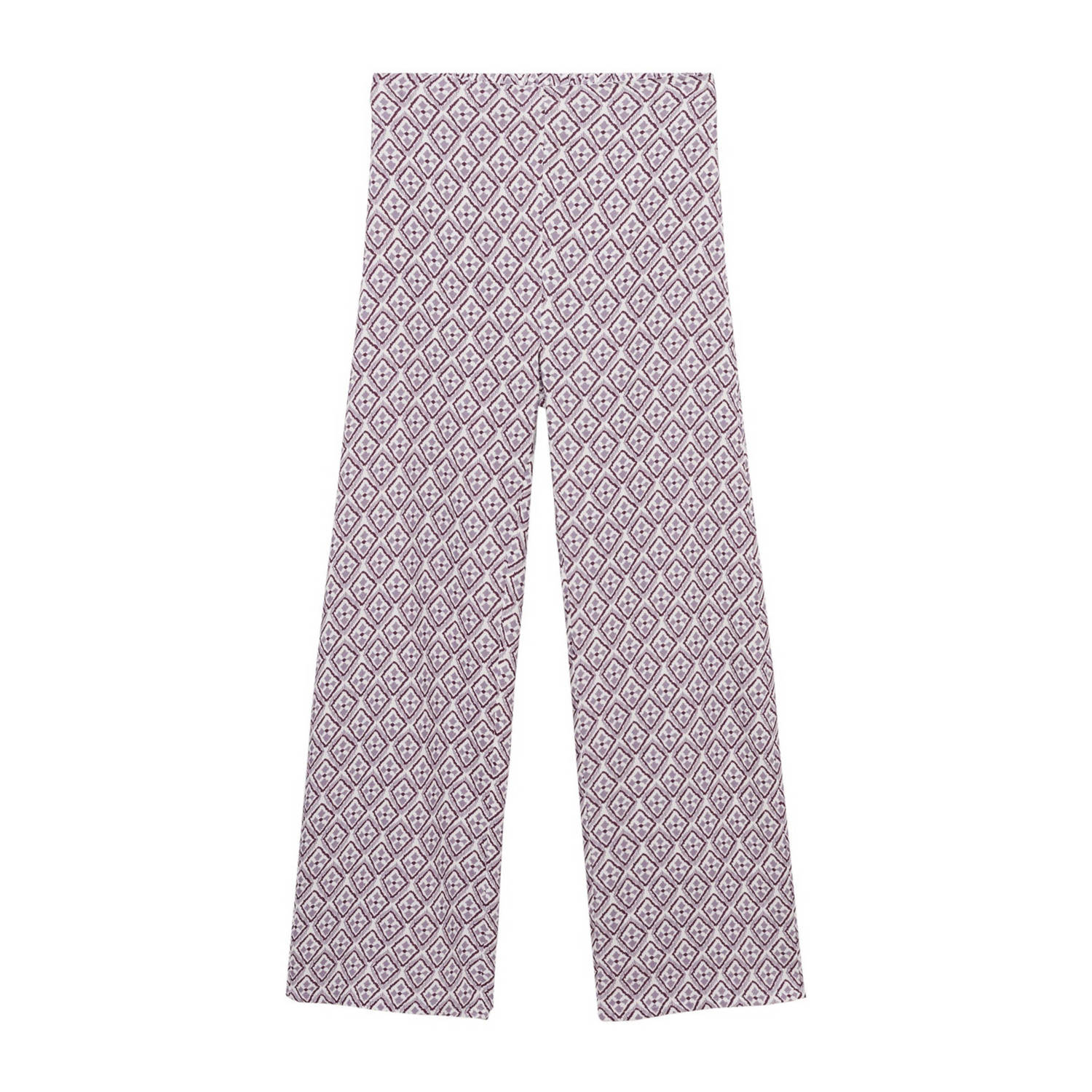 MANGO TEENS broek met all over print lila wit Paars Meisjes Viscose All over print 152(XXS)