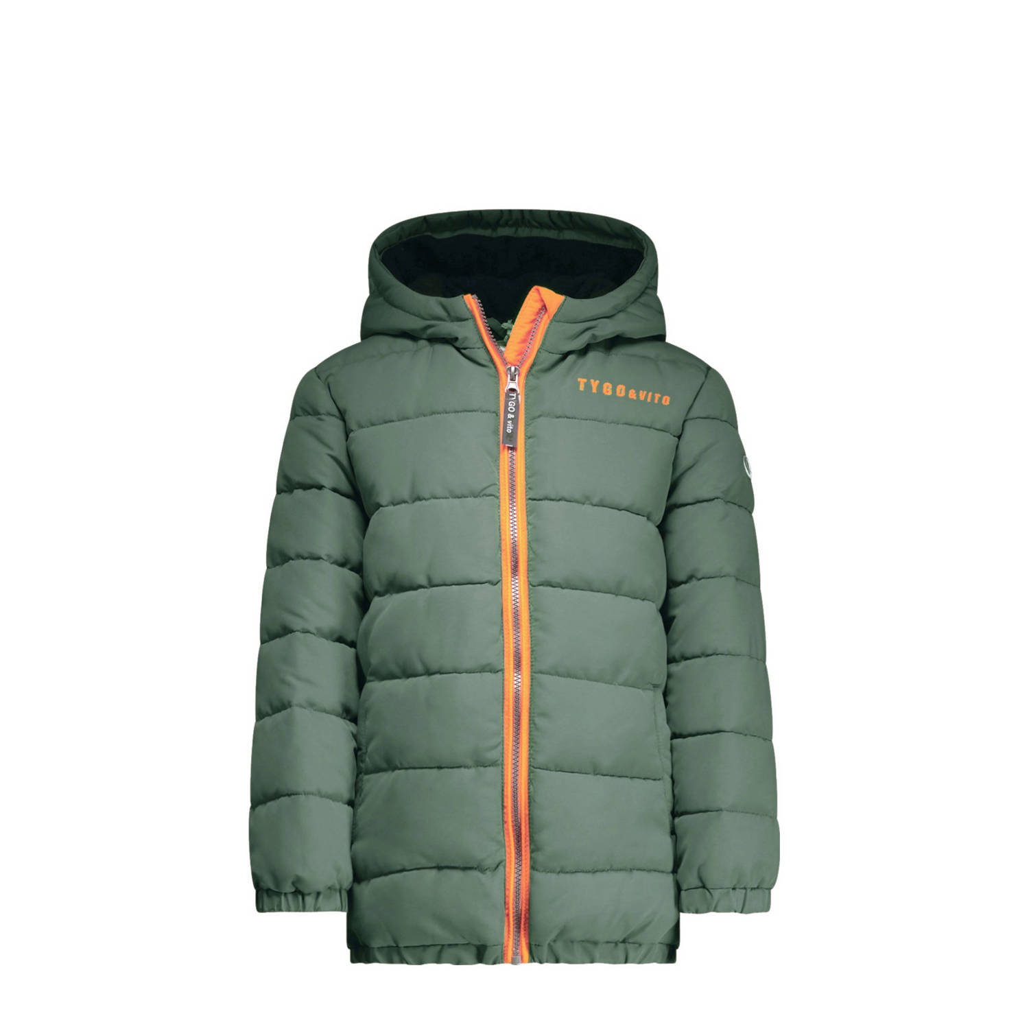 TYGO & vito gewatteerde winterjas Jix groen oranje Jongens Polyester Capuchon 134 140