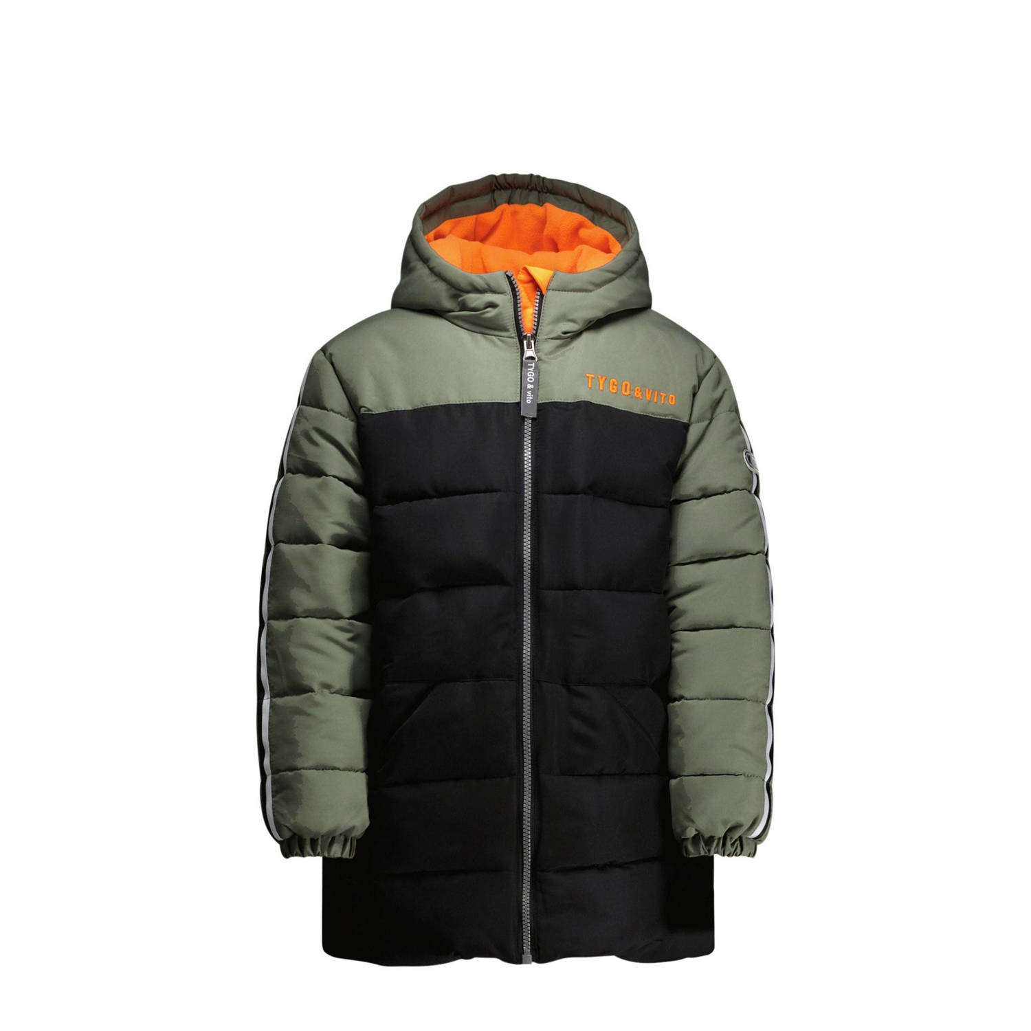 TYGO & vito gewatteerde winterjas Jules zwart groen