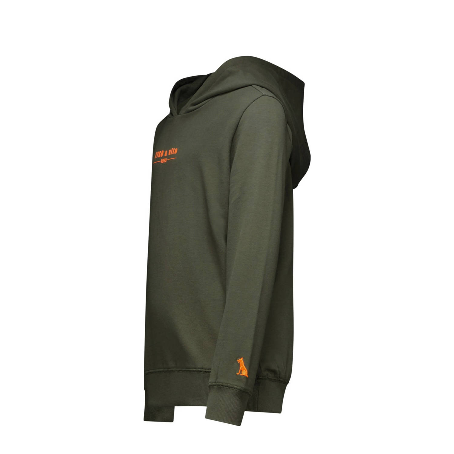 TYGO & vito hoodie Hugo met tekst tijmgroen