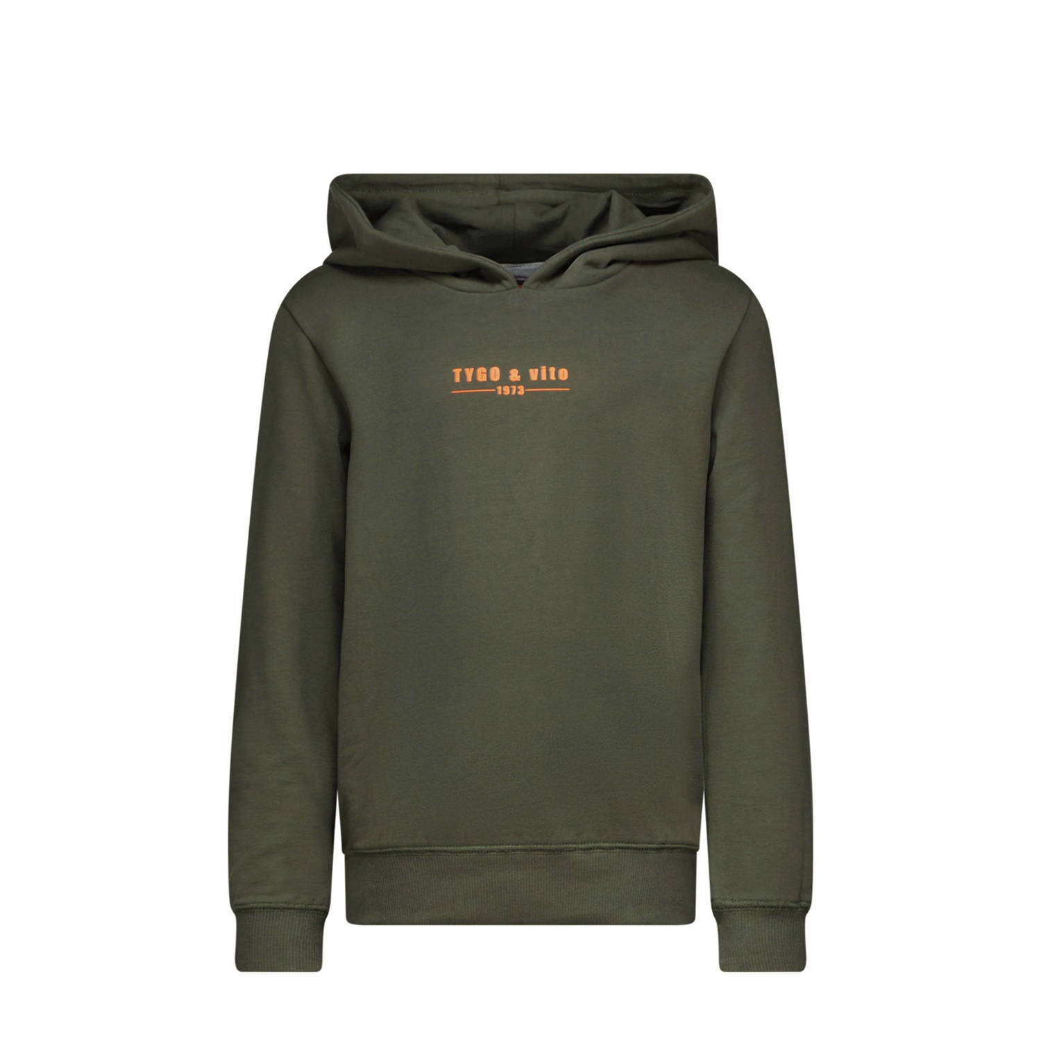 TYGO & vito hoodie Hugo met tekst tijmgroen