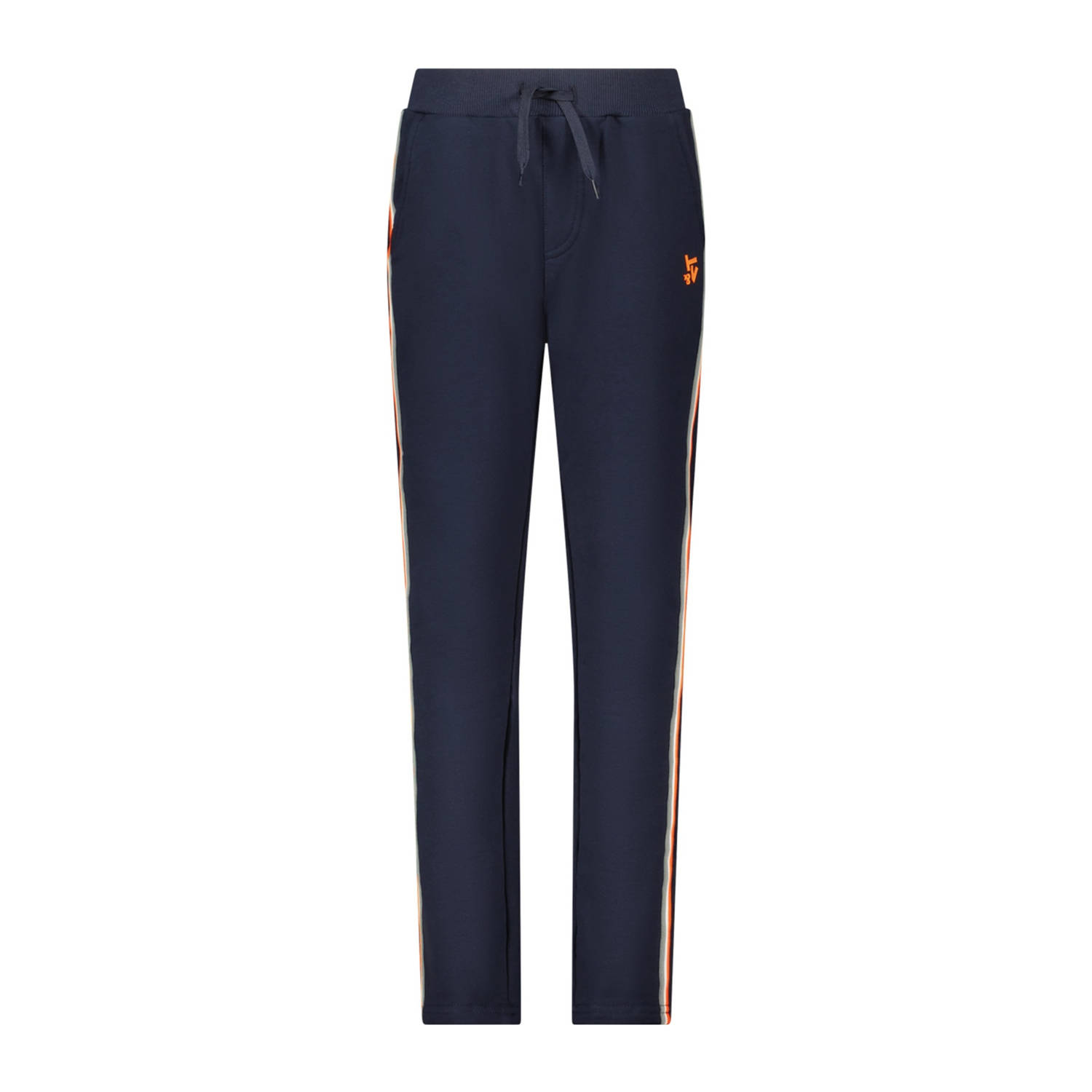 TYGO & vito straight fit broek Baz met zijstreep donkerblauw oranje