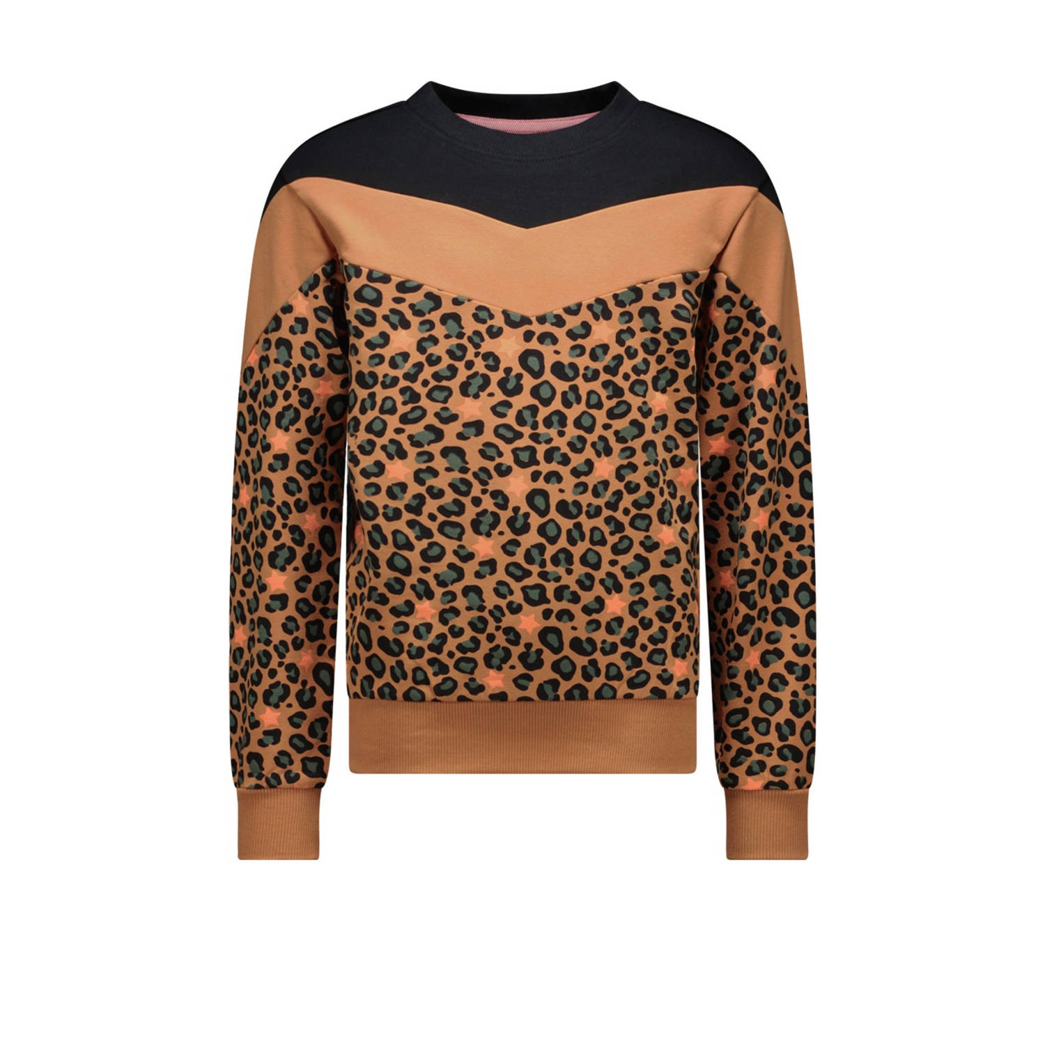 TYGO & vito sweater Sasja met panterprint bruin zwart