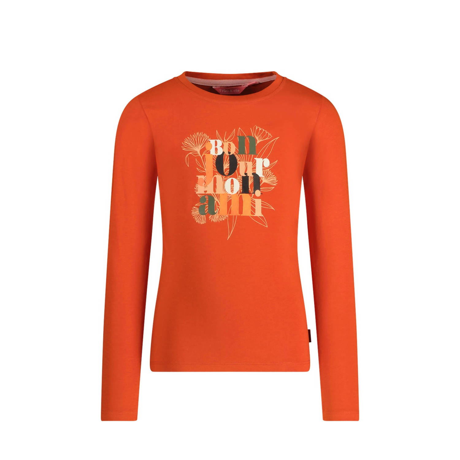 TYGO & vito longsleeve Linde met printopdruk donker oranje