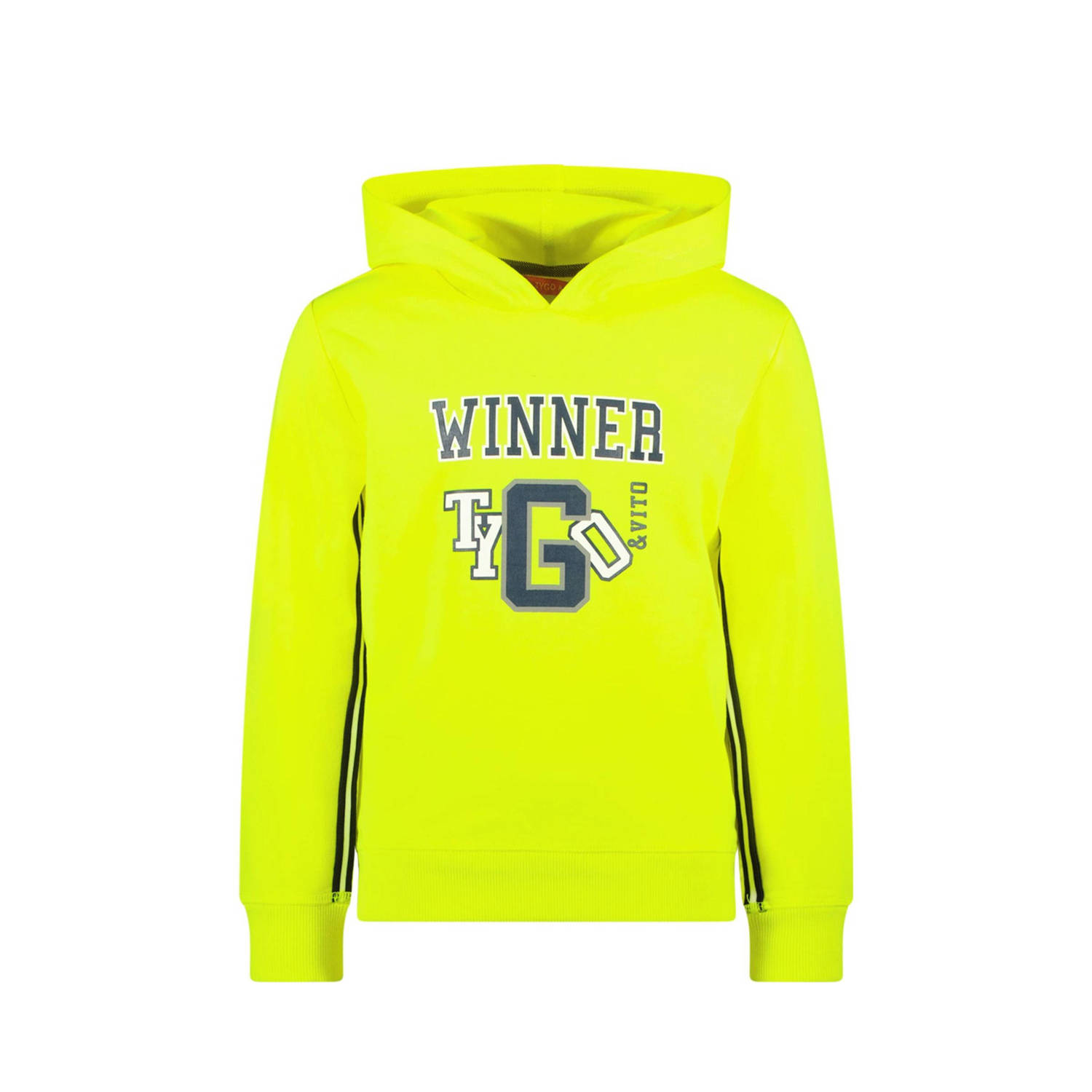 TYGO & vito hoodie Huub met printopdruk felgeel