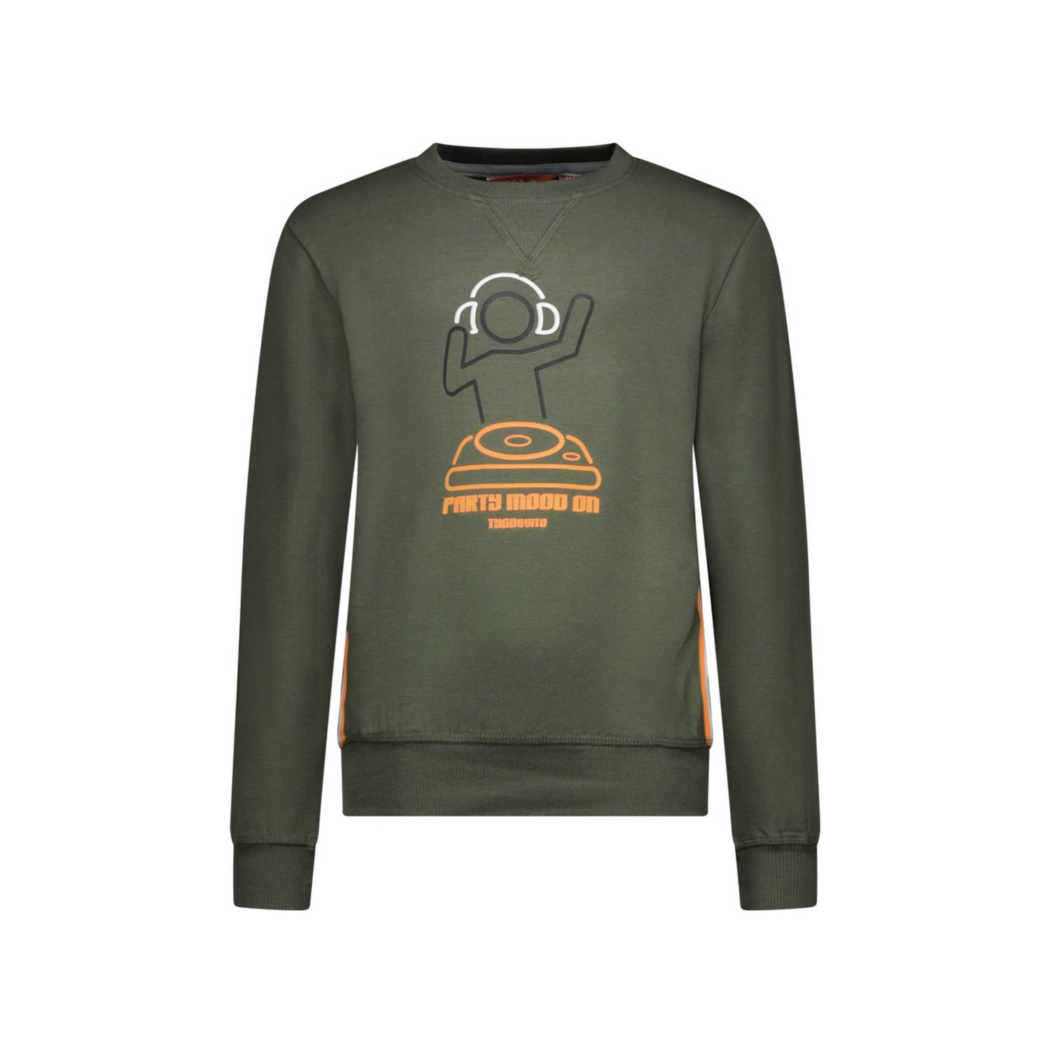 TYGO & vito sweater Sten met printopdruk tijmgroen