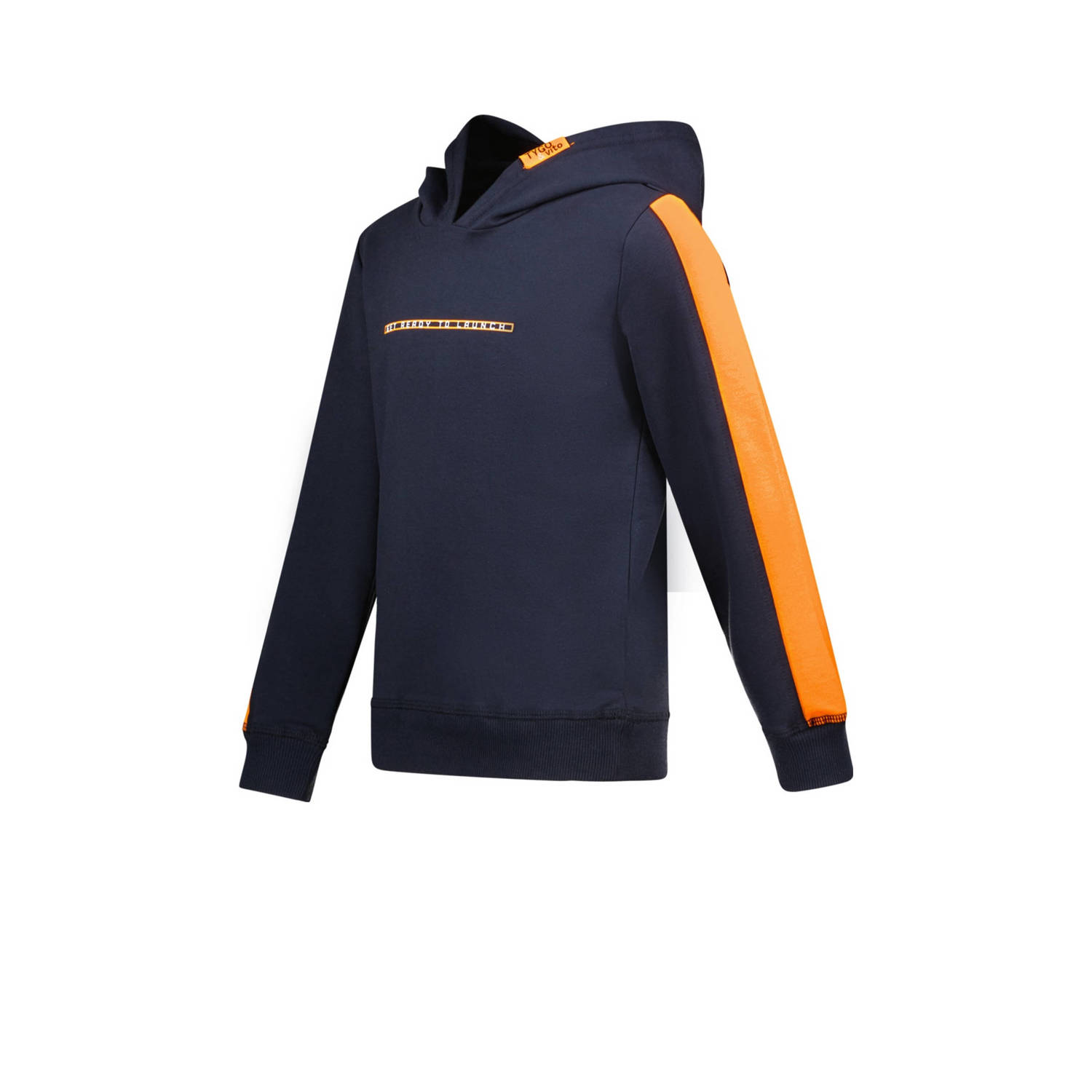 TYGO & vito hoodie Huxley met backprint donkerblauw oranje