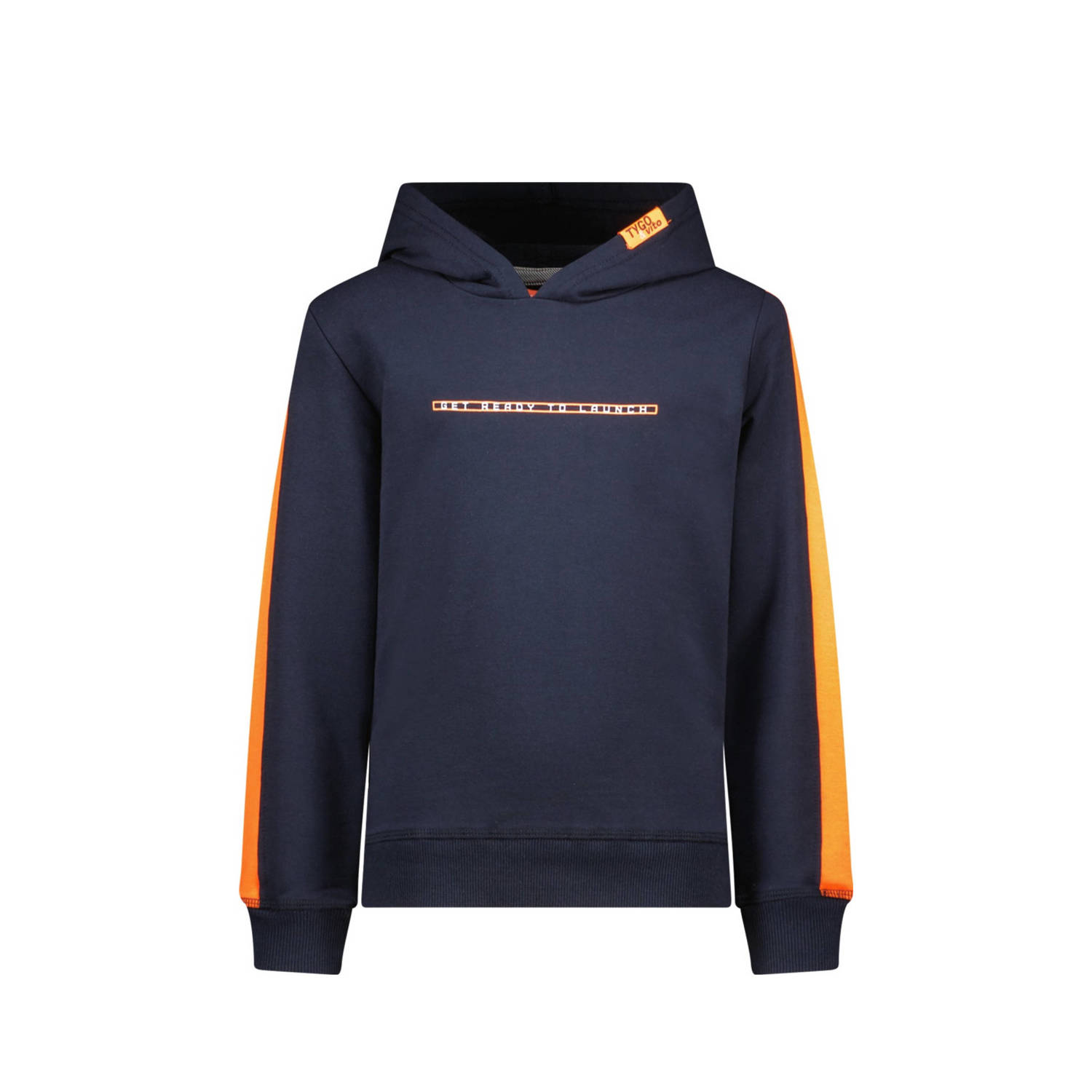 TYGO & vito hoodie Huxley met backprint donkerblauw oranje