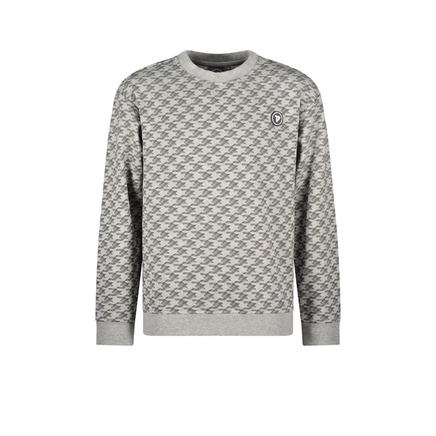 TYGO & vito sweater Dev met all over print grijs melange
