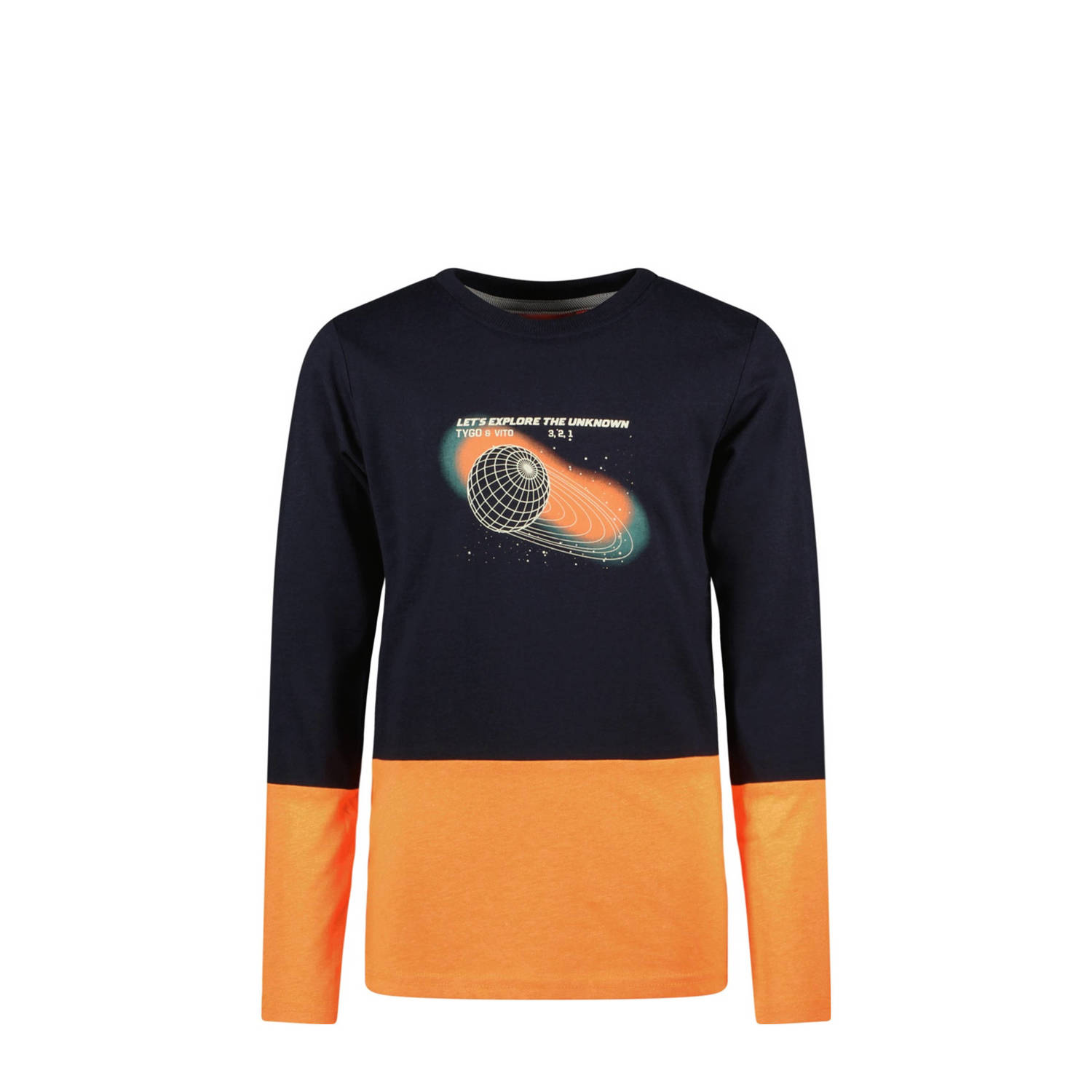 TYGO & vito longsleeve Musa met printopdruk donkerblauw oranje
