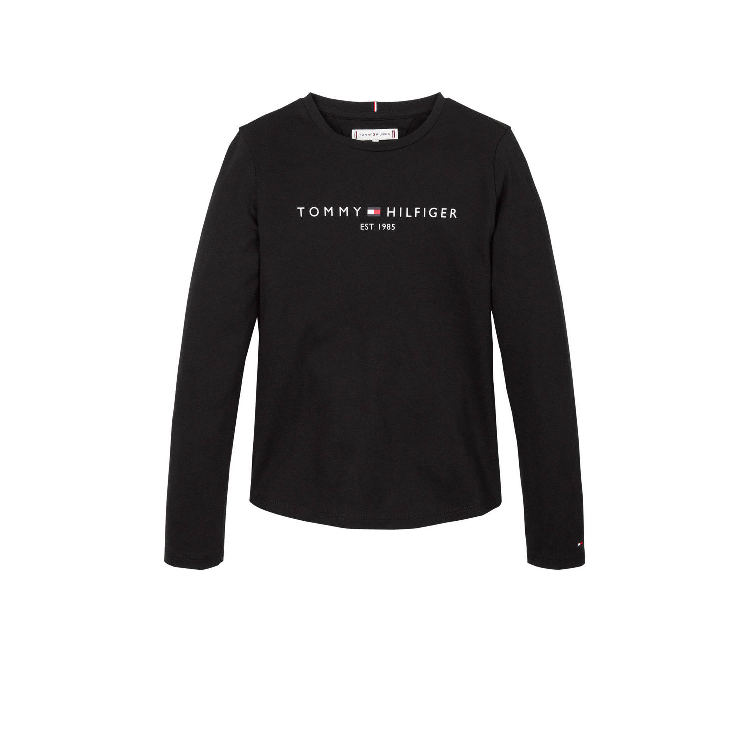 Tommy Hilfiger longsleeve ESSENTIAL met logo Zwart Meisjes Katoen Ronde hals 116