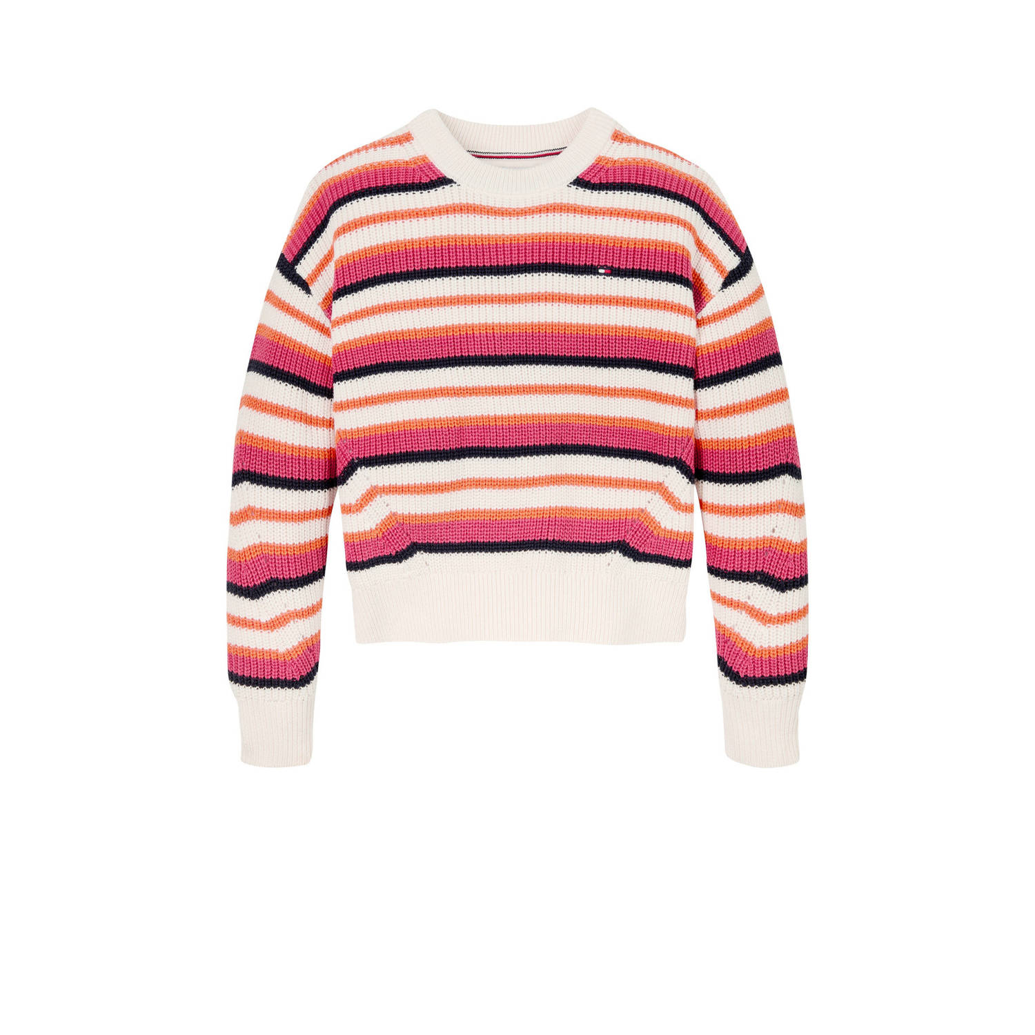 Tommy Hilfiger gebreide trui multi Meisjes Katoen Ronde hals Streep 104