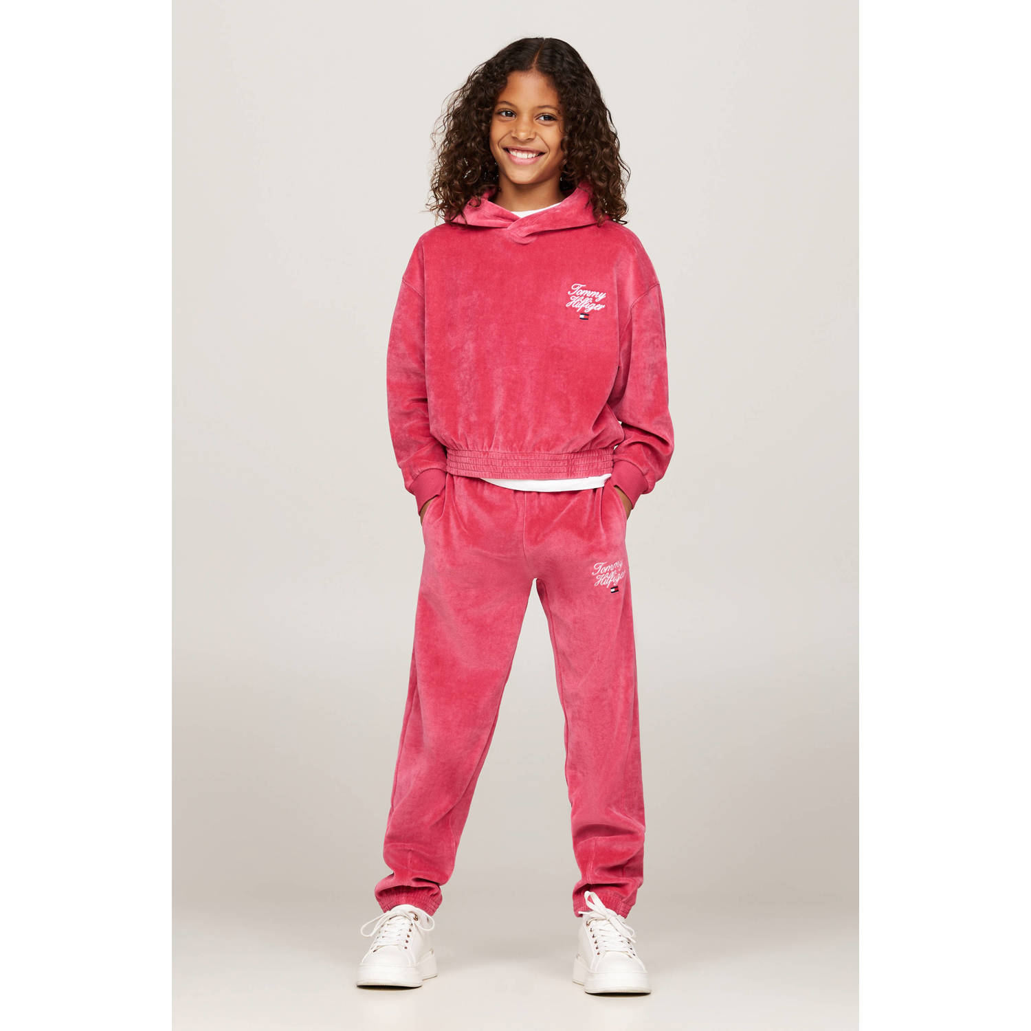 Tommy Hilfiger velours; hoodie roze