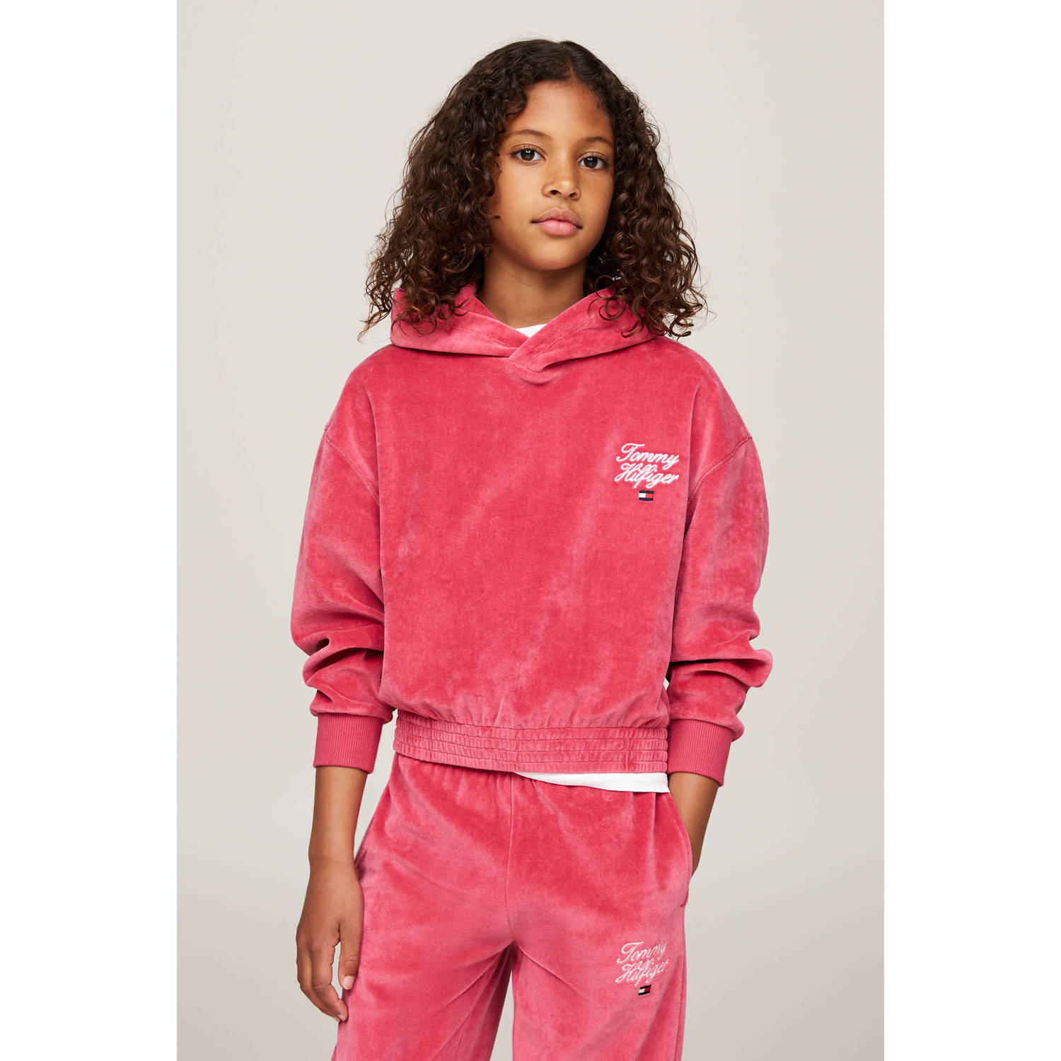 Tommy Hilfiger velours; hoodie roze