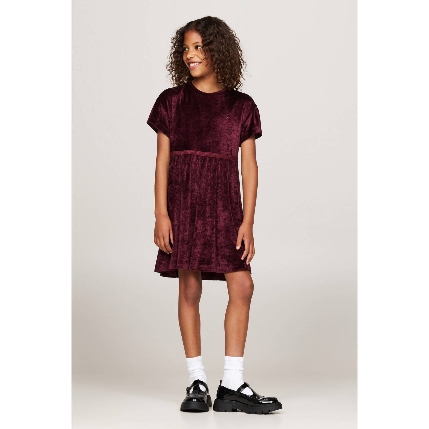 Tommy Hilfiger fluwelen jurk donkerrood