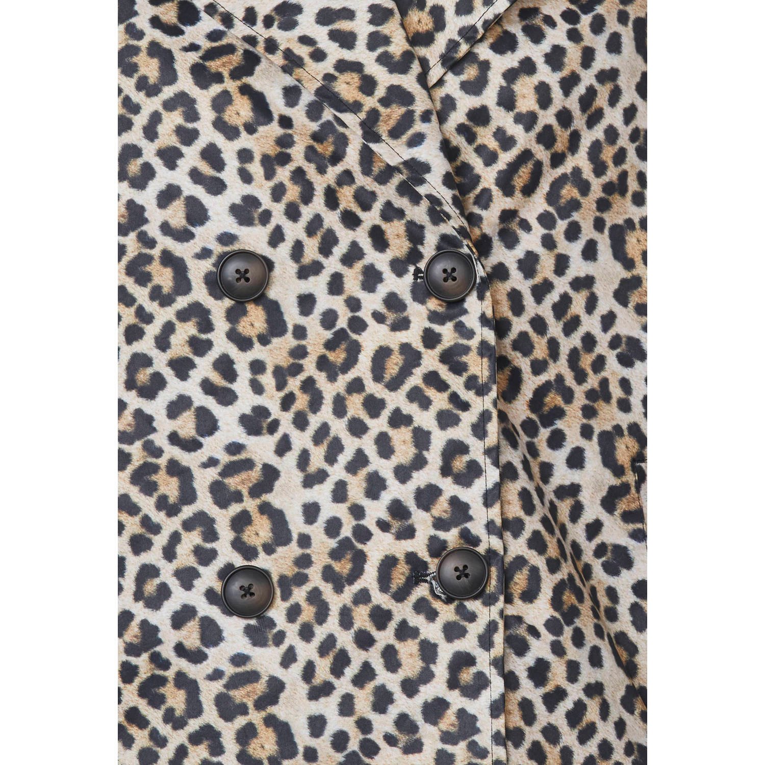 SisterS Point trenchcoat tussen met panterprint ecru