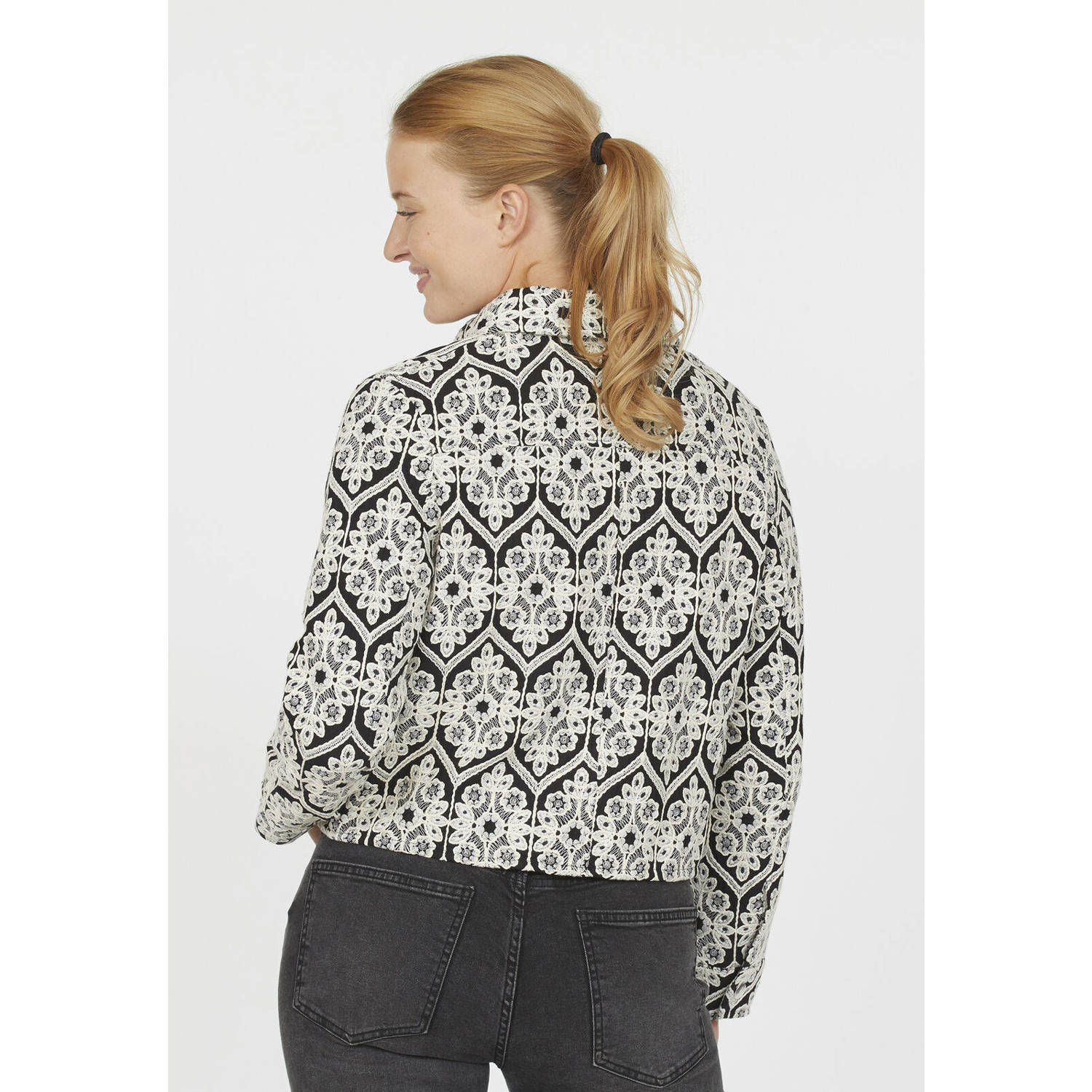SisterS Point jasje met all over print zwart wit