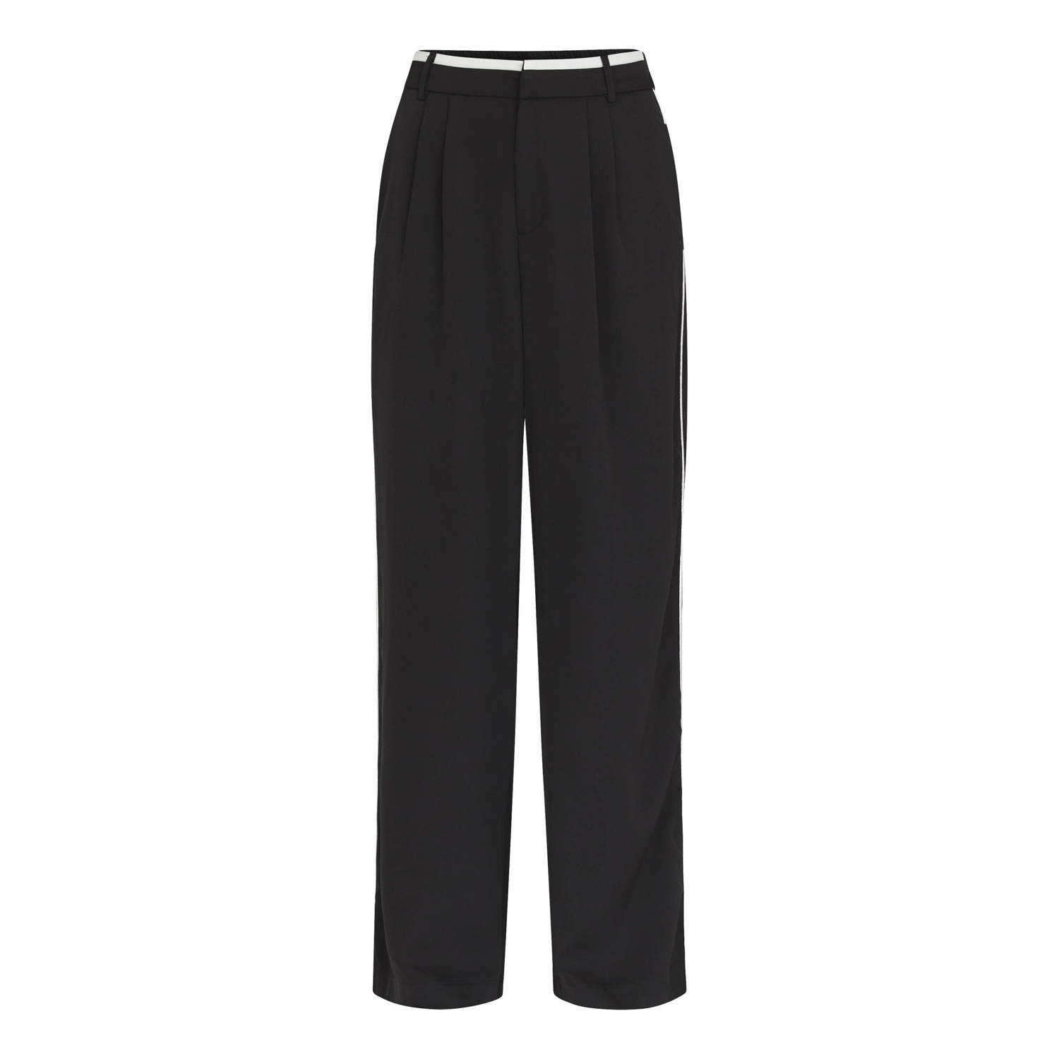 SisterS Point high waist straight fit broek zwart wit