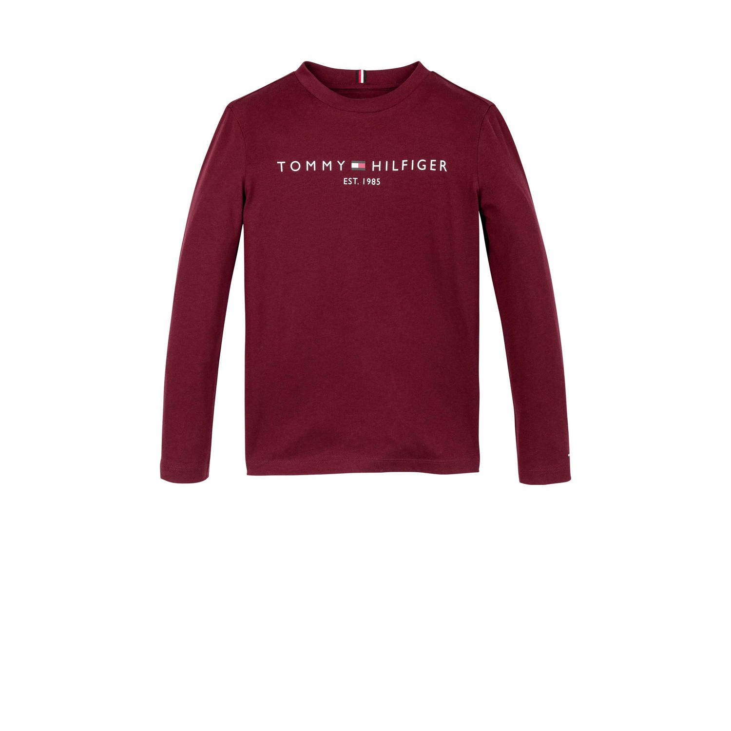 Tommy Hilfiger longsleeve U ESSENTIAL met logo Rood Katoen Ronde hals 116