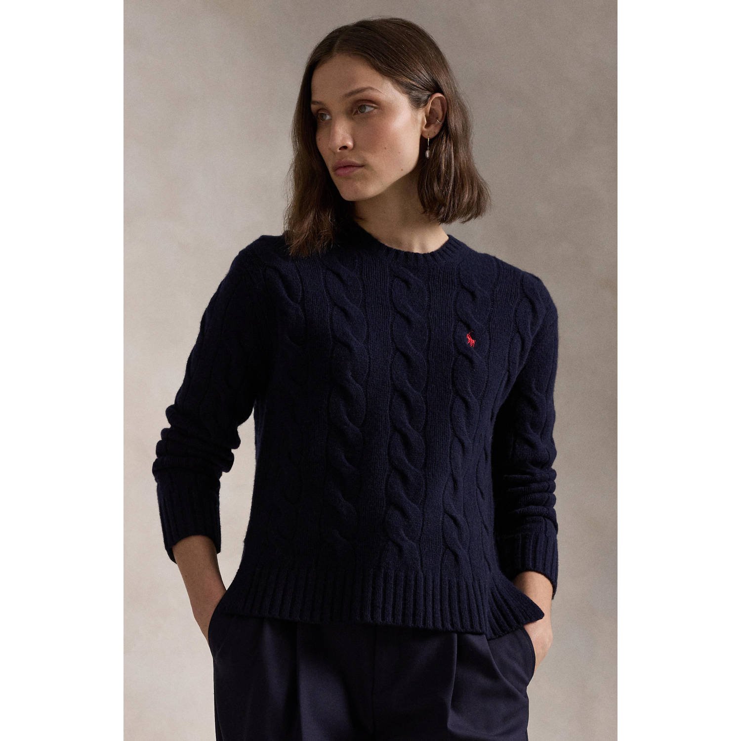 POLO Ralph Lauren wol gebreide trui donkerblauw