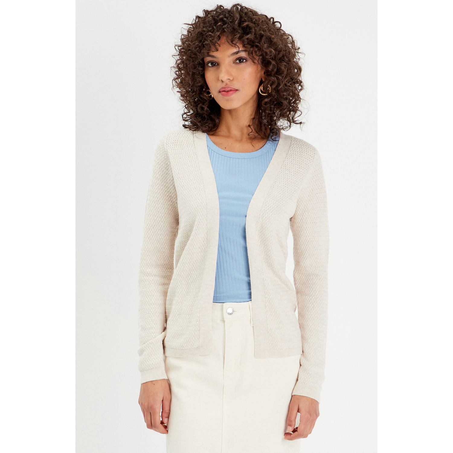 Cache gebreid vest ecru