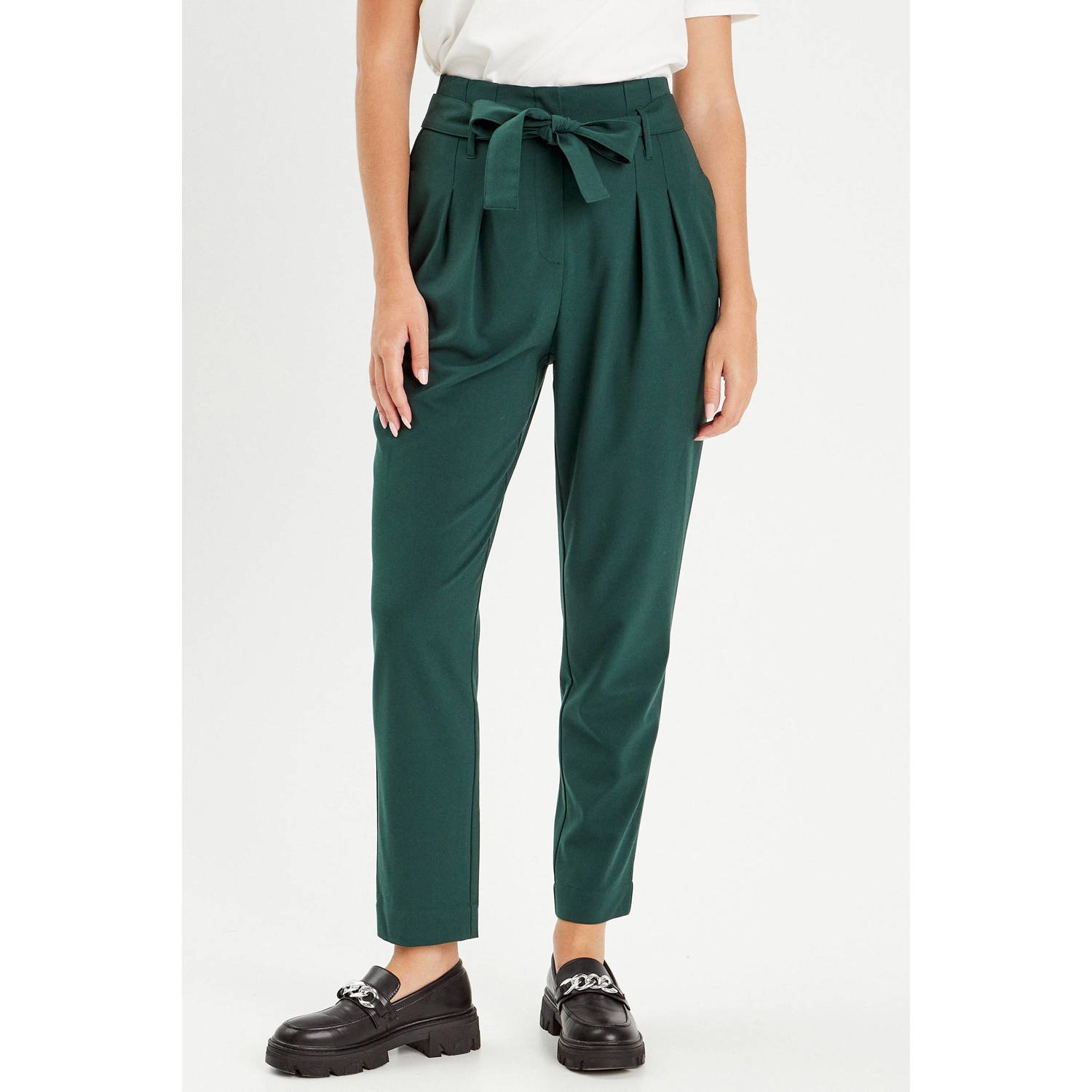 Cache high waist regular fit pantalon donkergroen