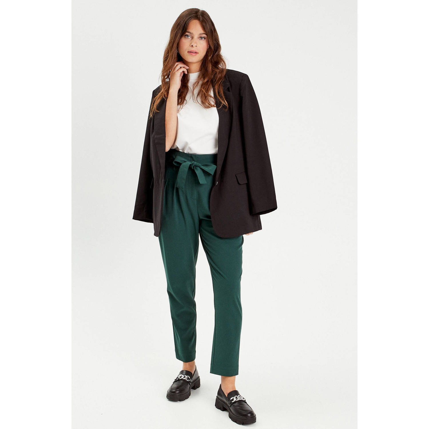 Cache high waist regular fit pantalon donkergroen