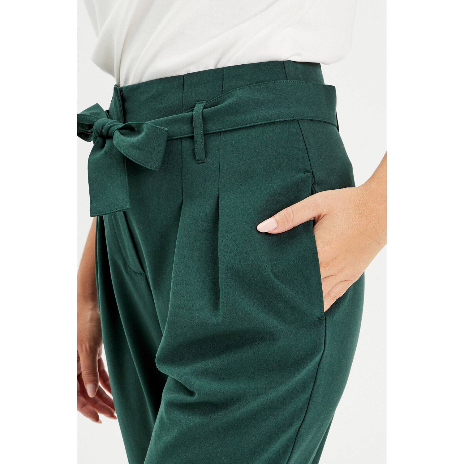 Cache high waist regular fit pantalon donkergroen