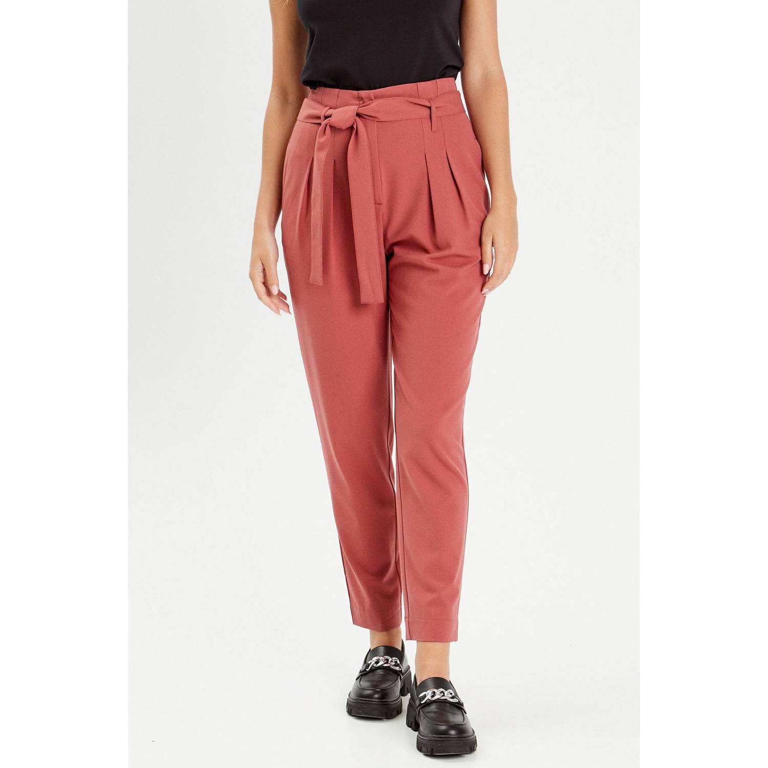 Cache high waist regular fit pantalon brique