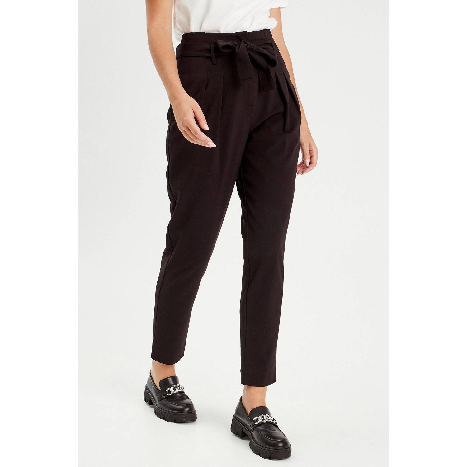 Cache high waist regular fit pantalon zwart