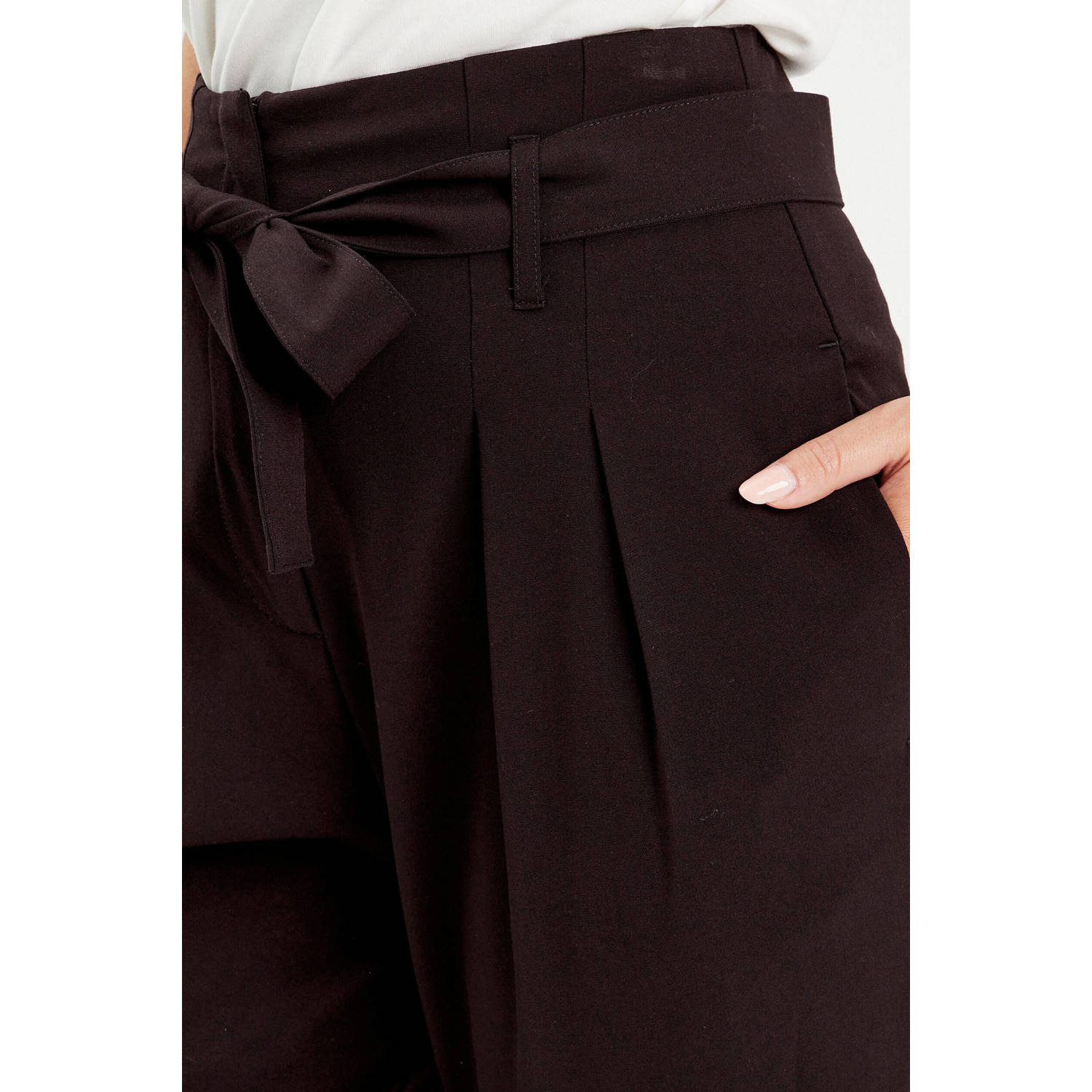 Cache high waist regular fit pantalon zwart