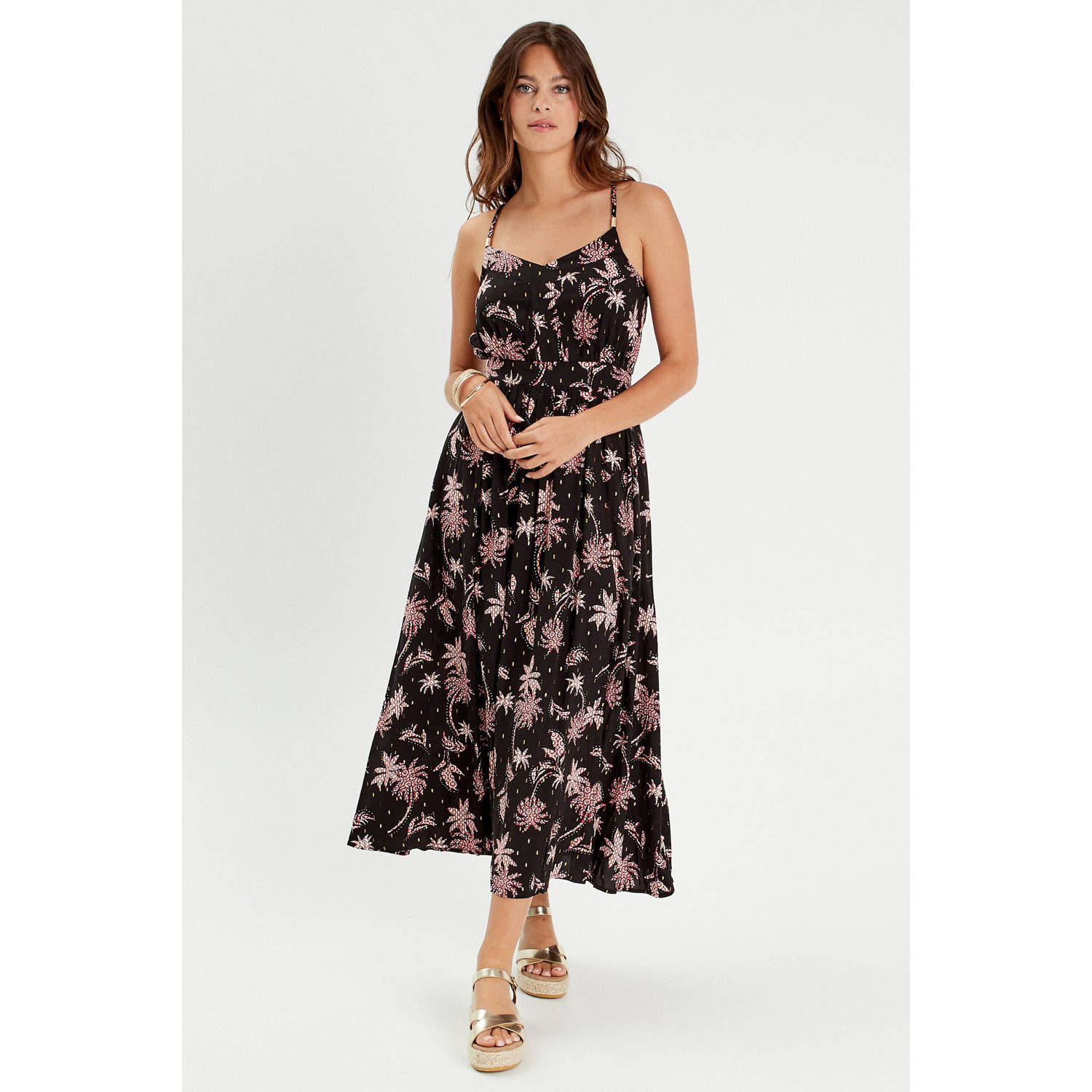 Cache midi jurk zwart