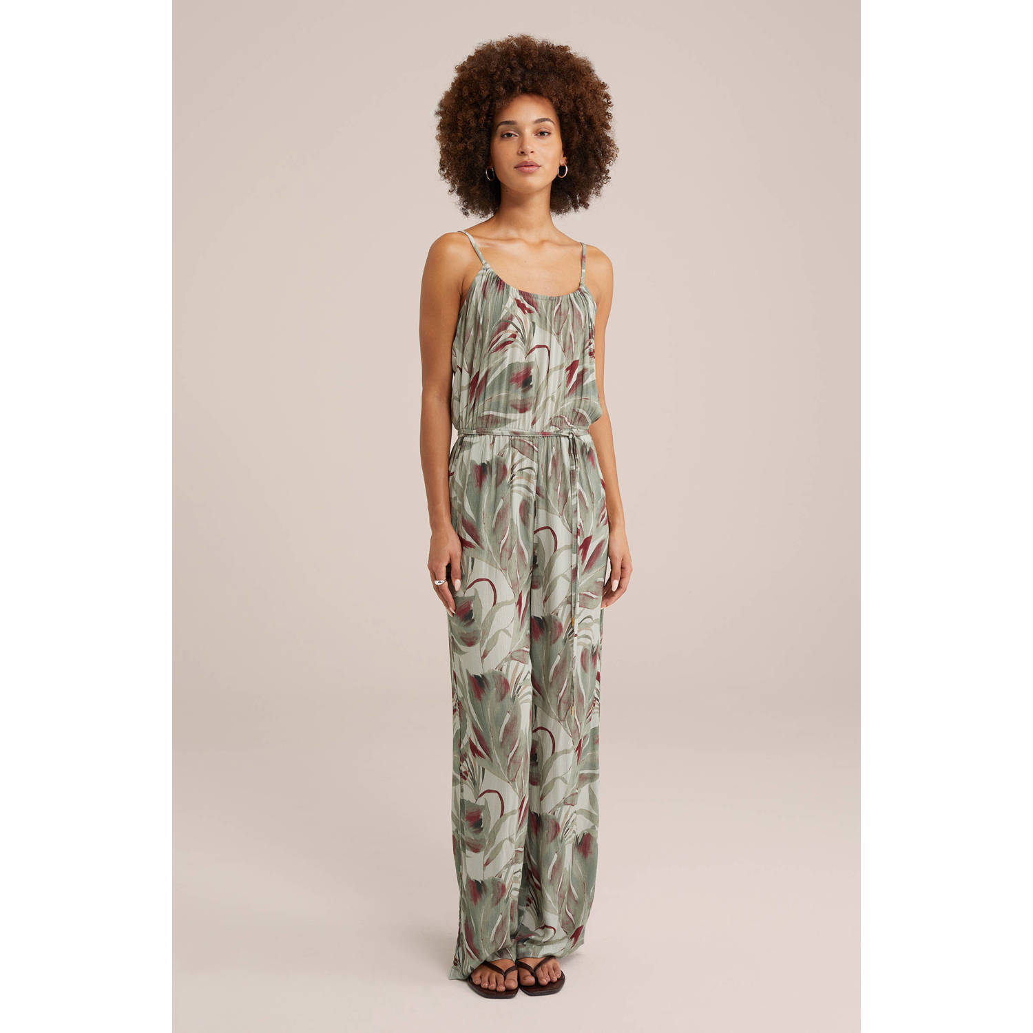 WE Fashion jumpsuit met all over print groen