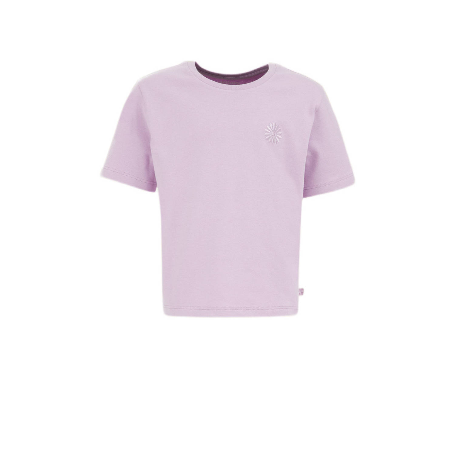 WE Fashion T-shirt lila Paars Meisjes Katoen Ronde hals Effen 134 140