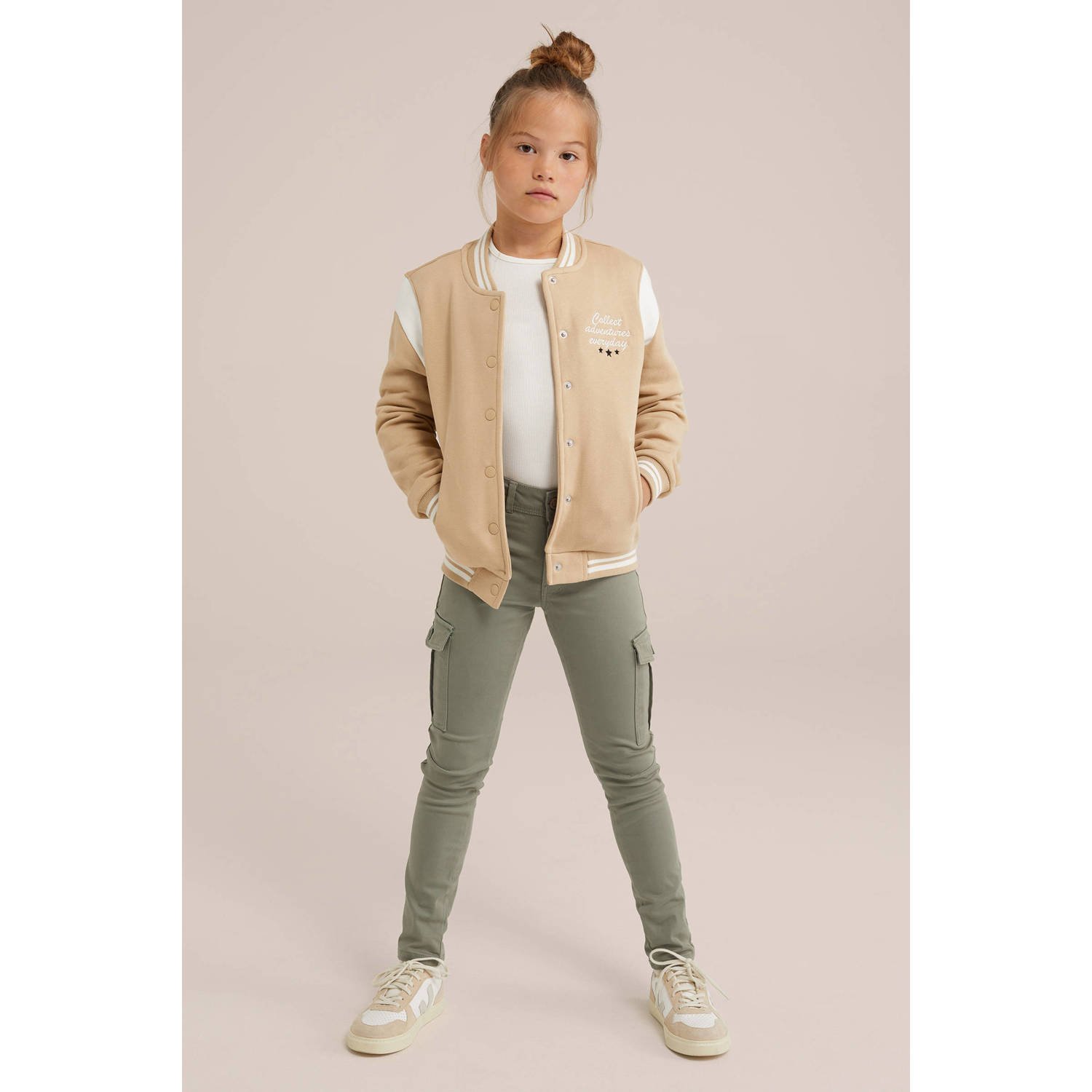 WE Fashion super skinny cargobroek zachtgroen
