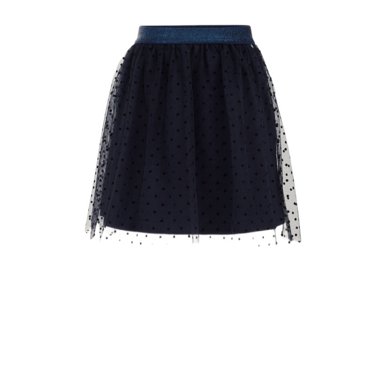 WE Fashion a-lijn rok donkerblauw Meisjes Polyester Stip 110 116