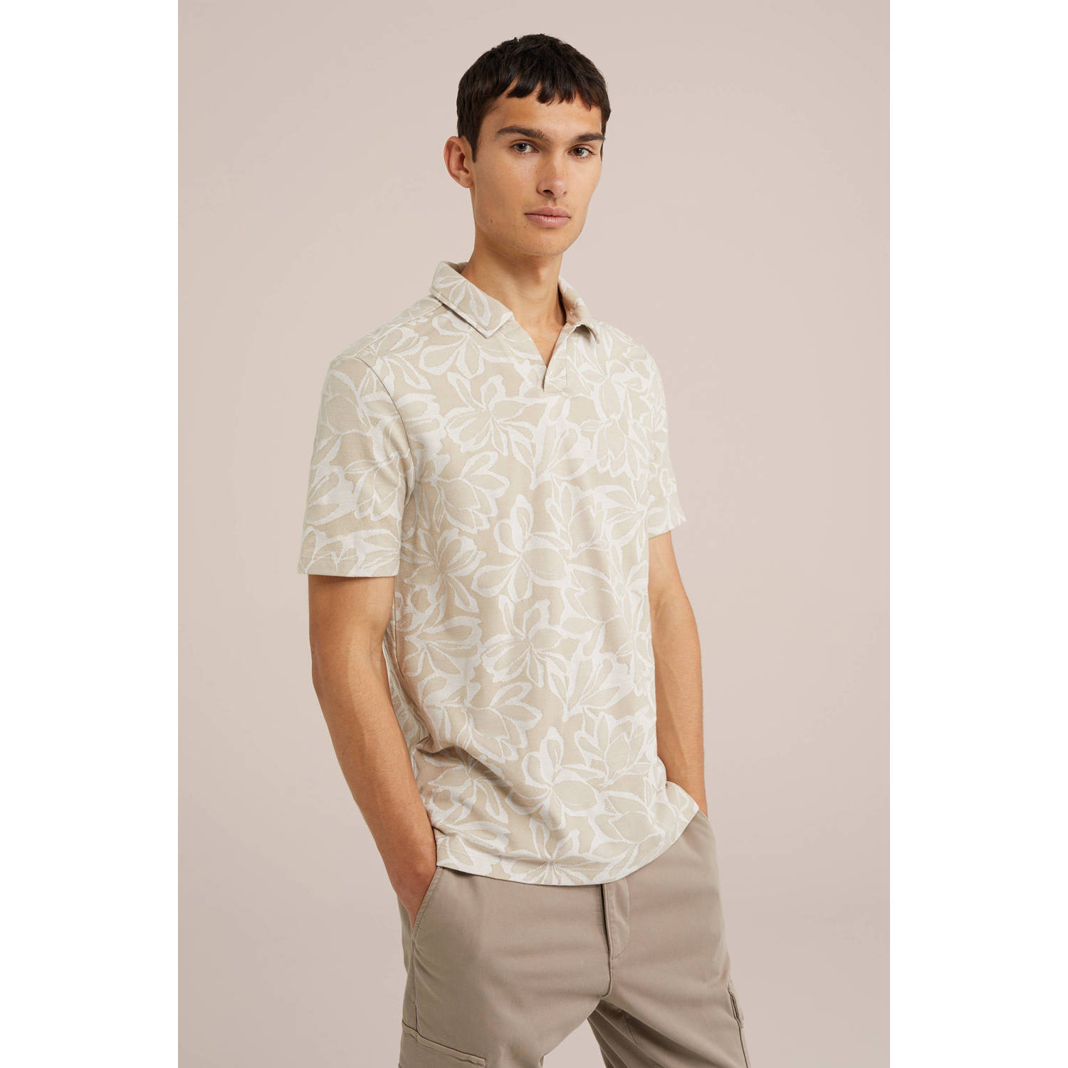 WE Fashion polo met all over print warm sand