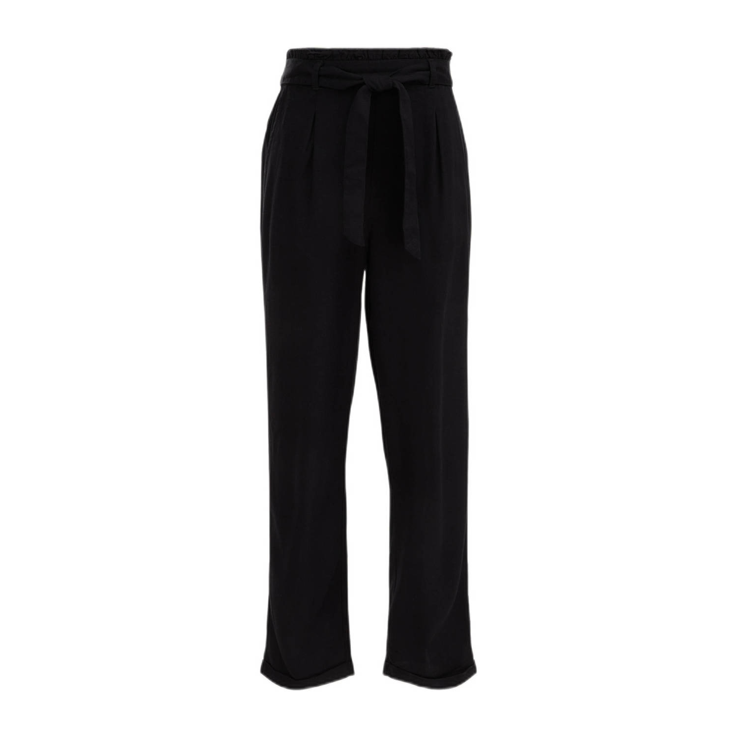 WE Fashion tapered fit broek zwart Meisjes Viscose Effen 128