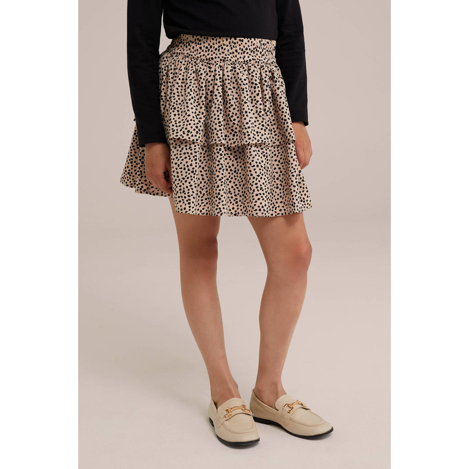 WE Fashion strokenrok zand Beige Meisjes Polyester All over print 122 128