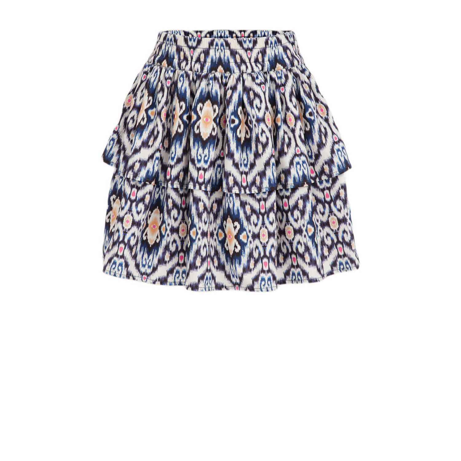 WE Fashion strokenrok blauw Meisjes Polyester All over print 110 116