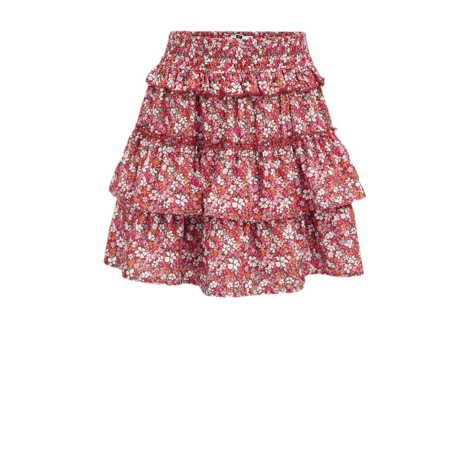 WE Fashion strokenrok rood Meisjes Polyester Bloemen 122 128