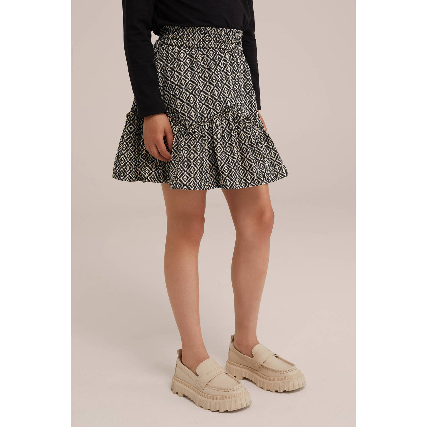 WE Fashion a-lijn rok zand Beige Meisjes Polyester All over print 110 116