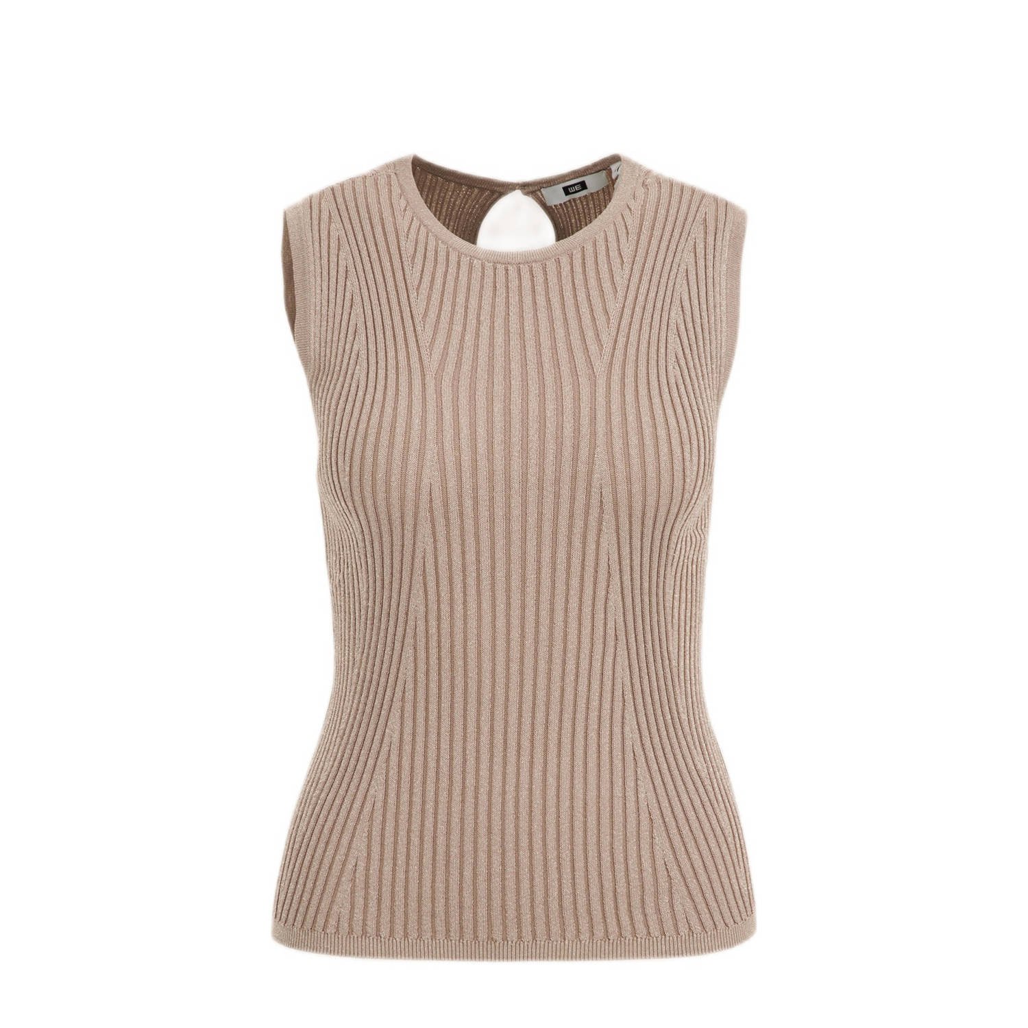 WE Fashion top met ingebreid patroon beige goud